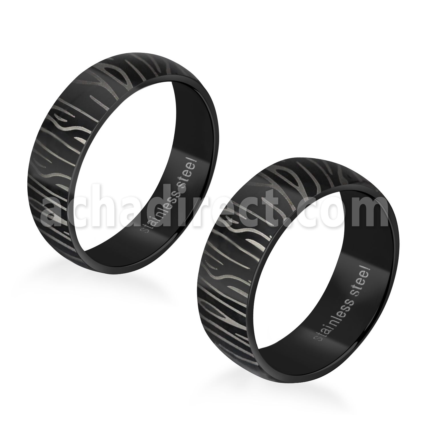 srb53 anillo acero inoxidable anodizado negro rayas cebra mayorista
