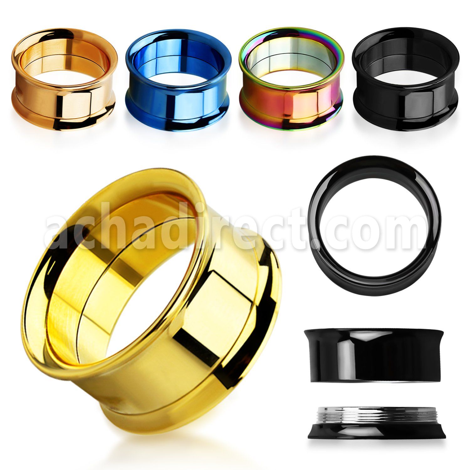 sthp dilatacion tunel doble flare acero quirurgico rosca interna pvd al por mayor