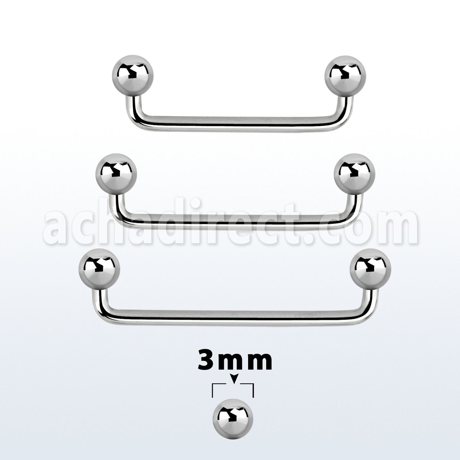 sudb3 barbell superficial industrial acero quirurgico 90 grados bolas 3mm distribuidor mayorista