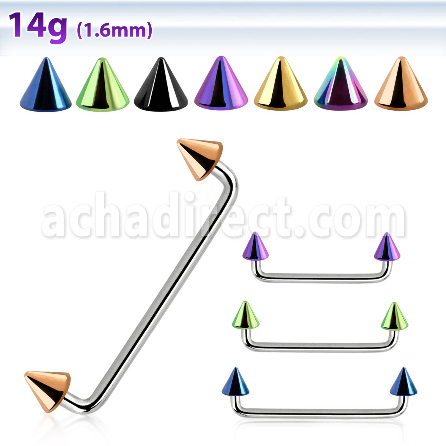 sudcnt4 barbell superficial industrial acero 316l brillo espejo 90 grados conos acero anodizado negro 4mm distribuidor mayorista