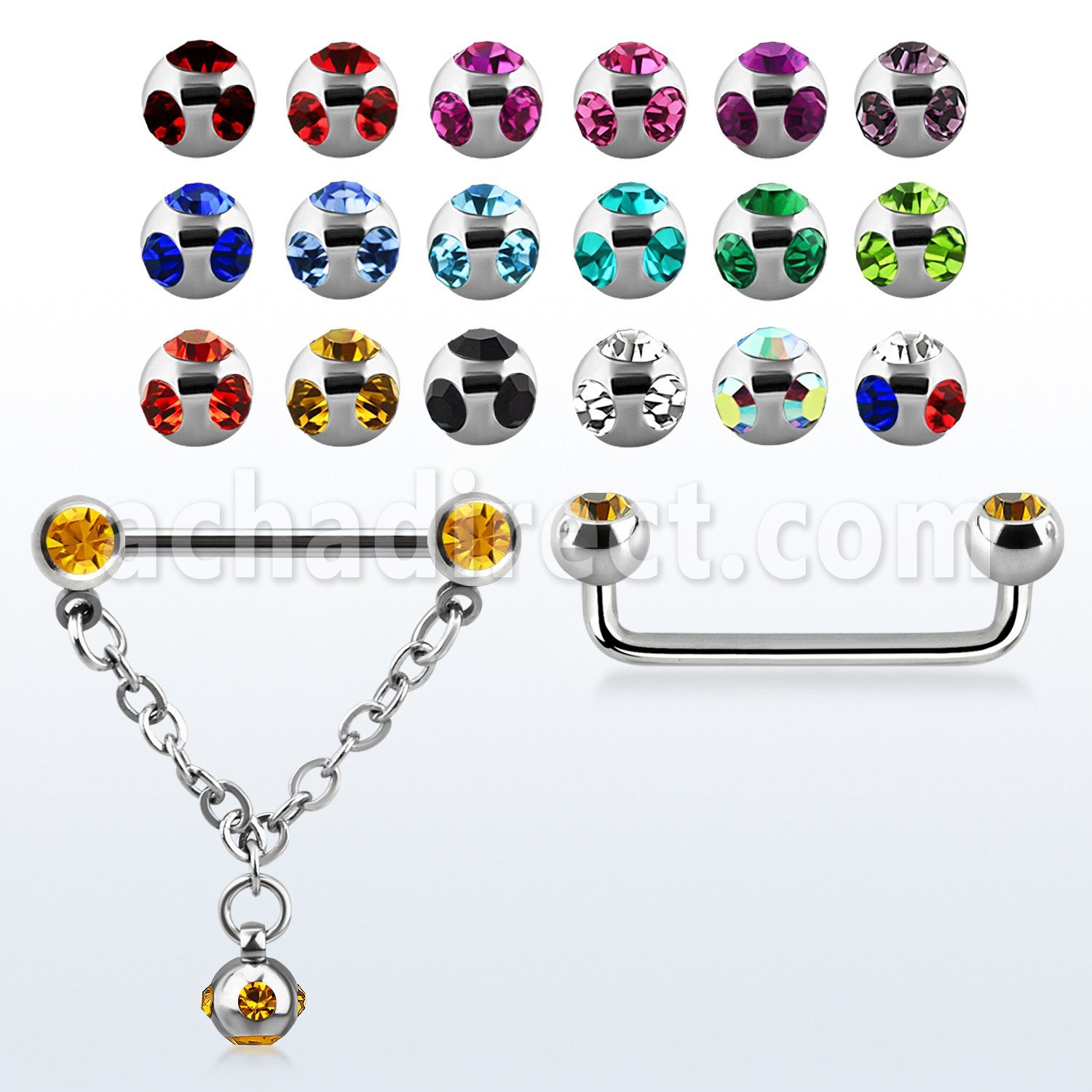 suddl2 barbell superficial industrial acero quirurgico 90 grados bolas joya 5mm conectadas traves multi joya 5mm distribuidor mayorista