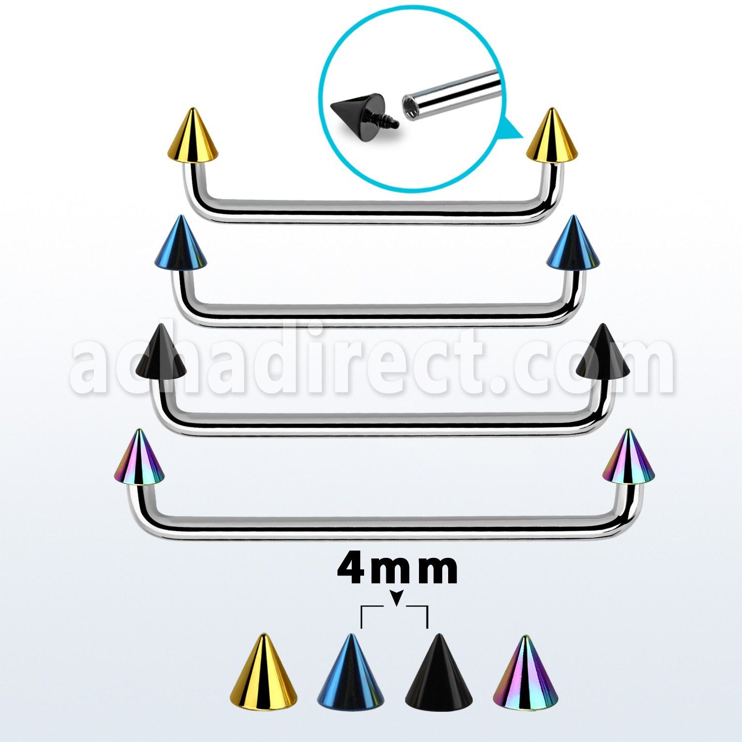 suditcn4 barbell superficial industrial acero quirurgico rosca interna 90 grados conos pvd 4mm distribuidor