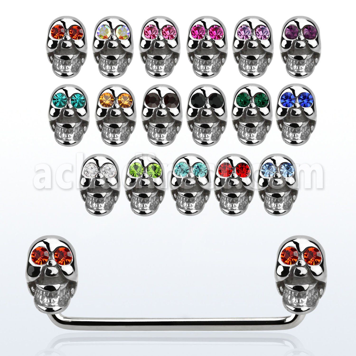 sudsk9c barbell superficial industrial acero 316l 90 grados calaveras acero ojos cristal distribuidor mayorista