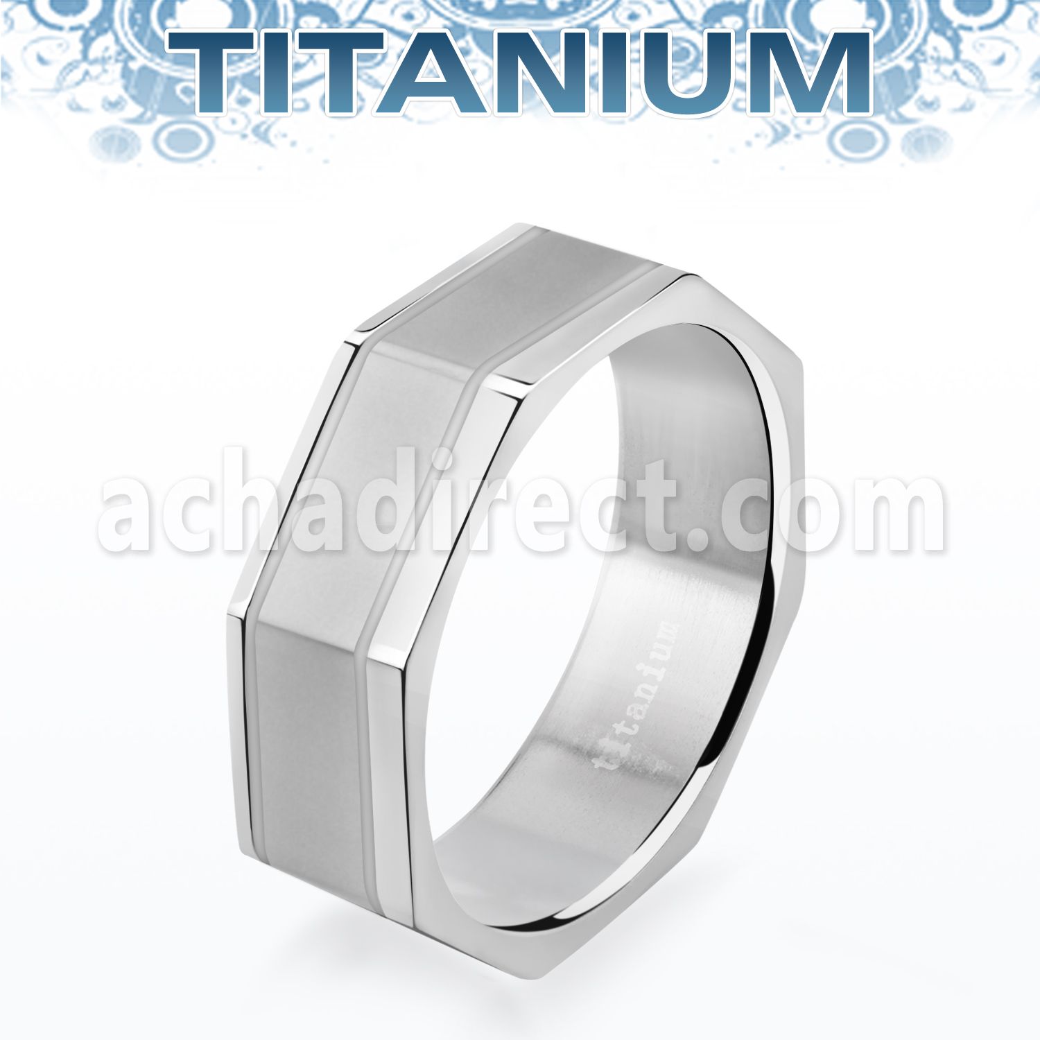 tir16 anillo titanio g23 8 lados facetados banda mate ranuras distribuidor