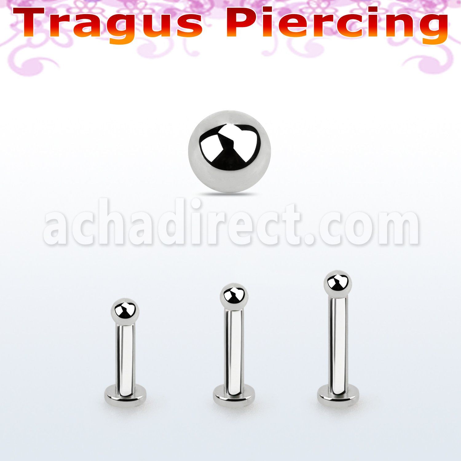 tlbb2 labret tragus acero 316l base redonda 2 5mm tragus piercing bola 2mm distribuidor