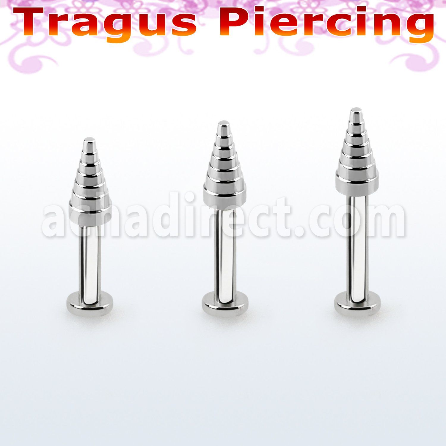 tlbcn4c labret tragus acero 316l base redonda 2 5mm tragus piercing cono 4mm perforado al por mayor