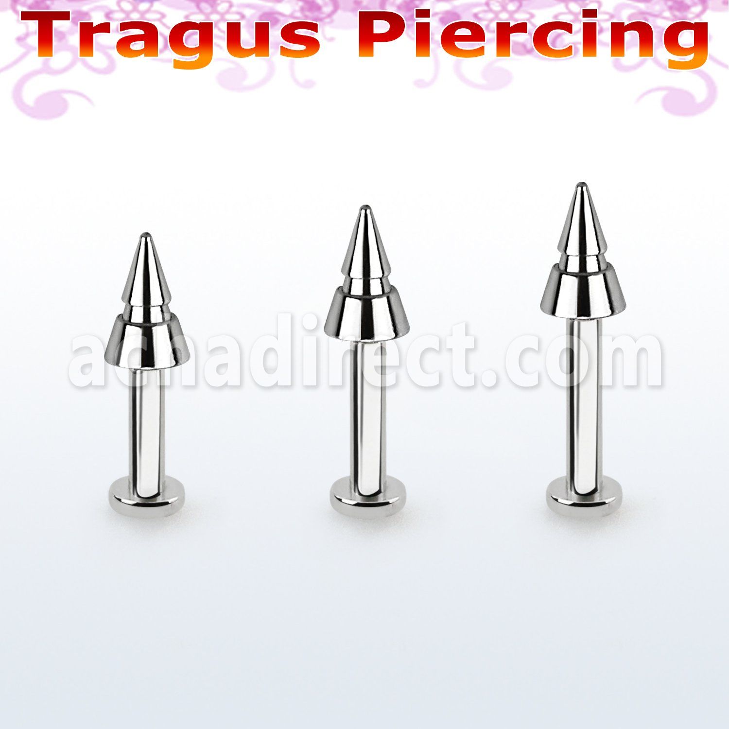 tlbcn4e labret tragus acero 316l base redonda 2 5mm tragus piercing conos 4mm hendiduras distribuidor