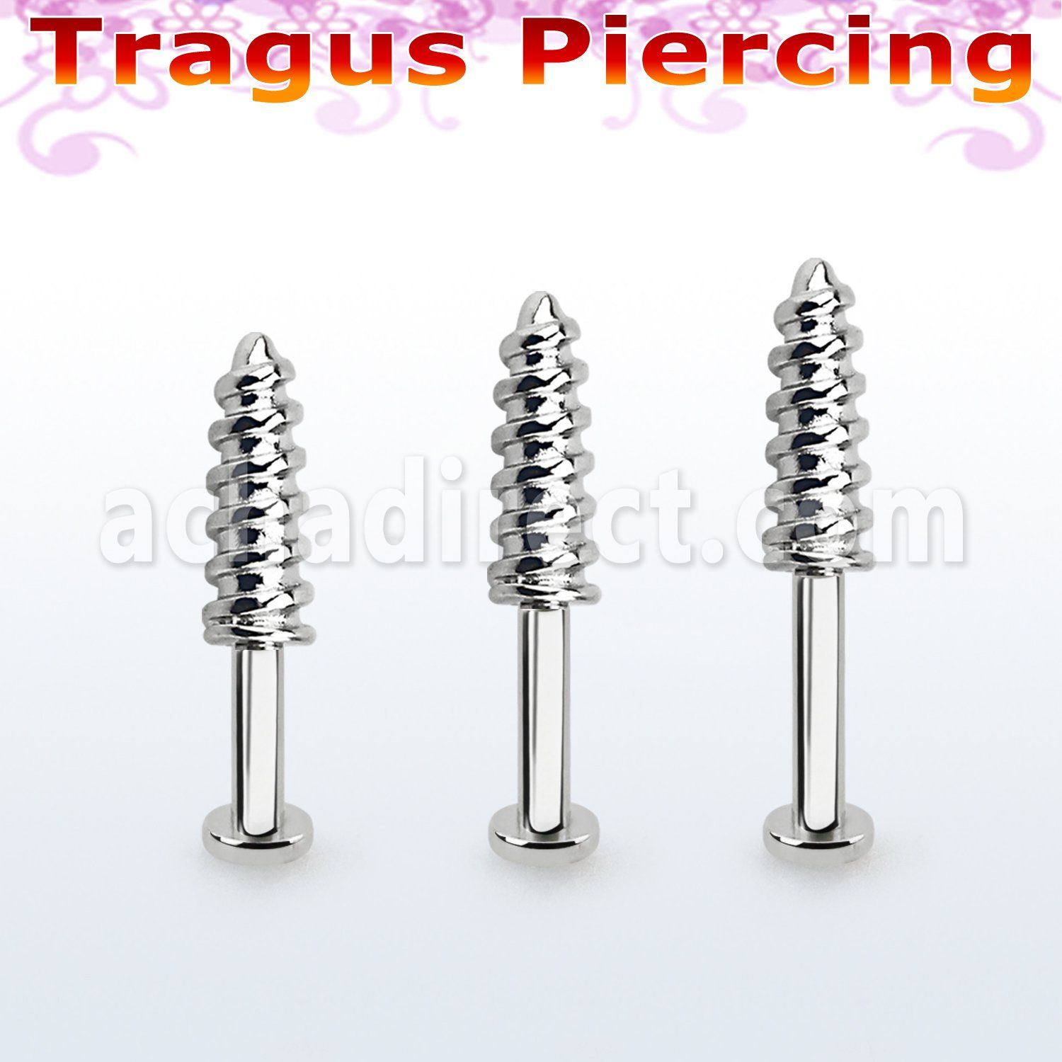 tlbescw labret tragus acero 316l base redonda 2 5mm tragus piercing rosca tornillo venta