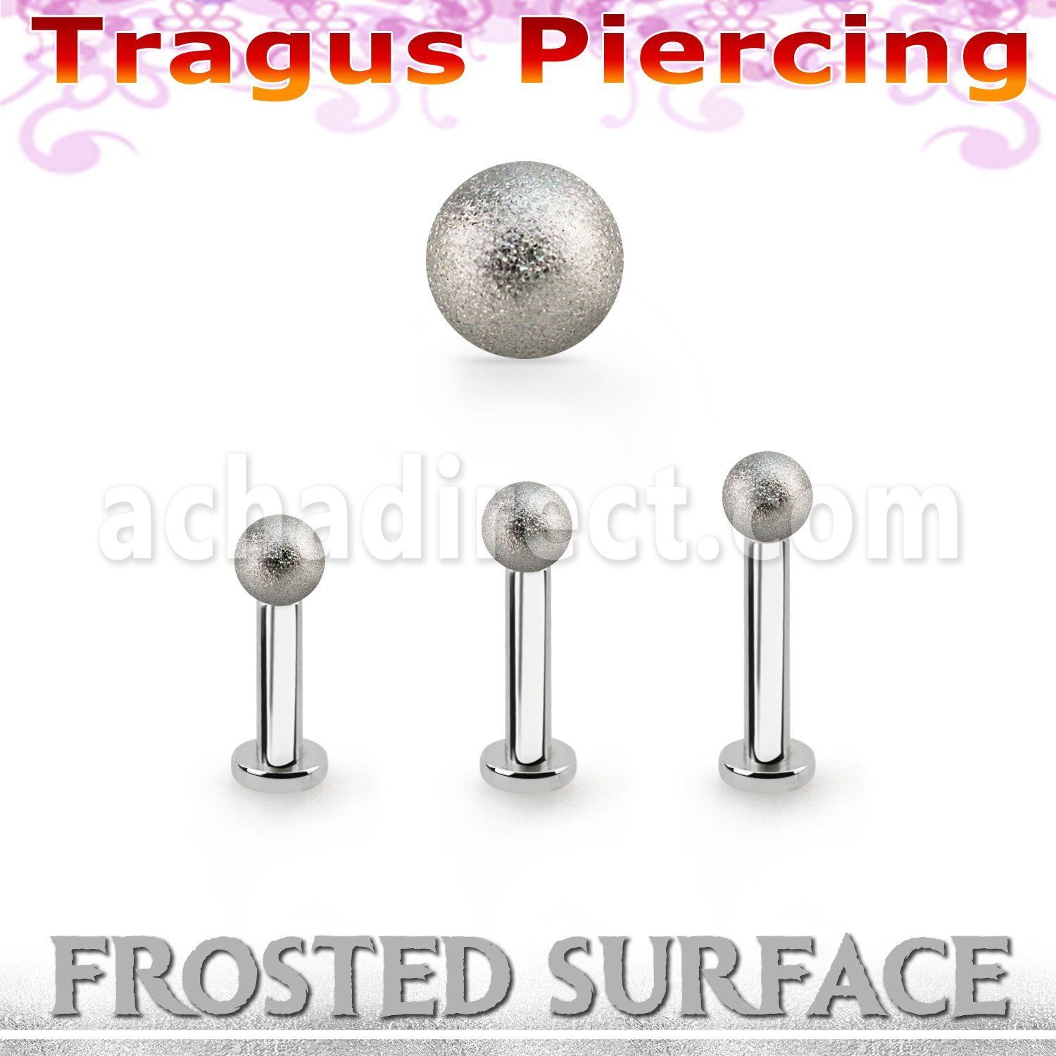 tlbfo3 labret tragus acero 316l base redonda 2 5mm tragus piercing bola 3mm acero esmerilado distribuidor mayorista