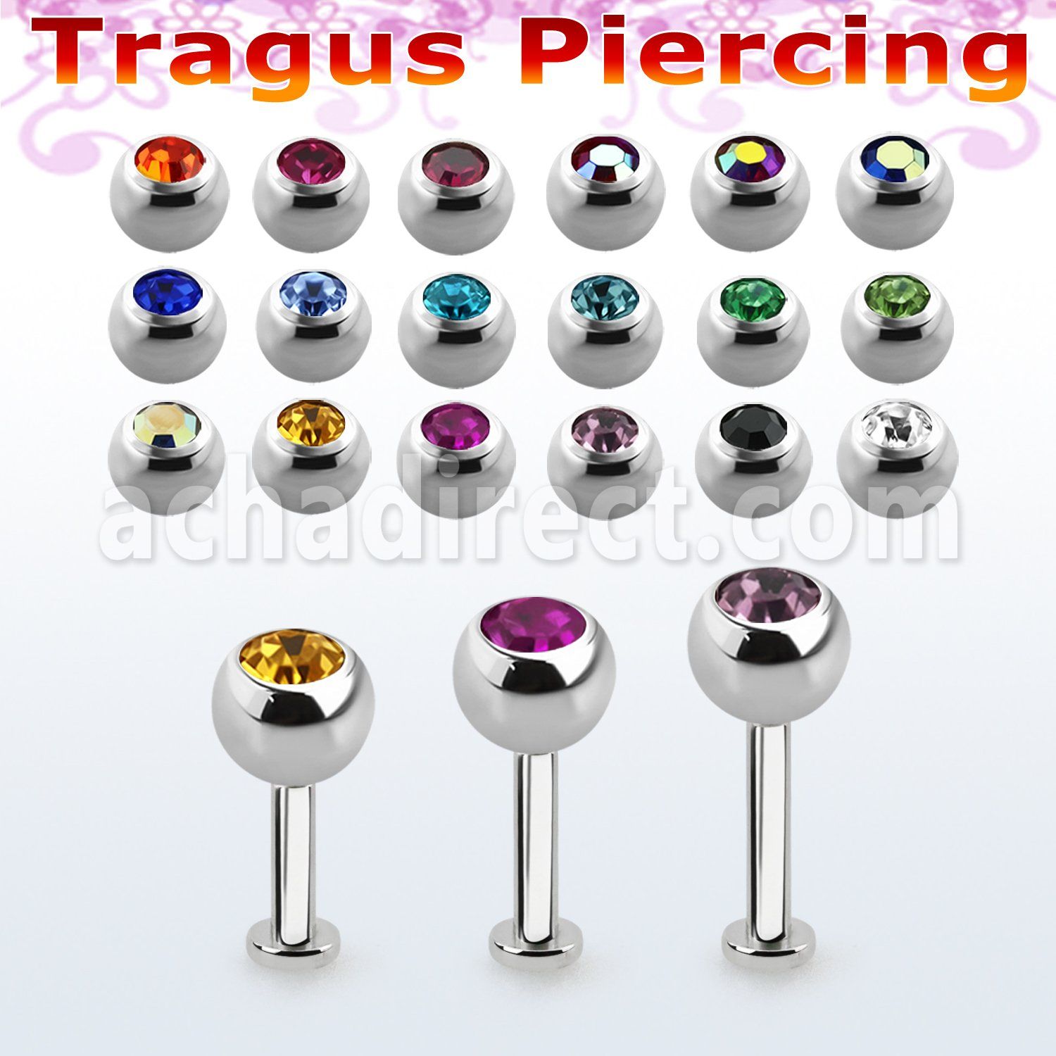 tlbjb5s labret tragus acero 316l base redonda 2 5mm tragus piercing bola 5mm joya bisel venta