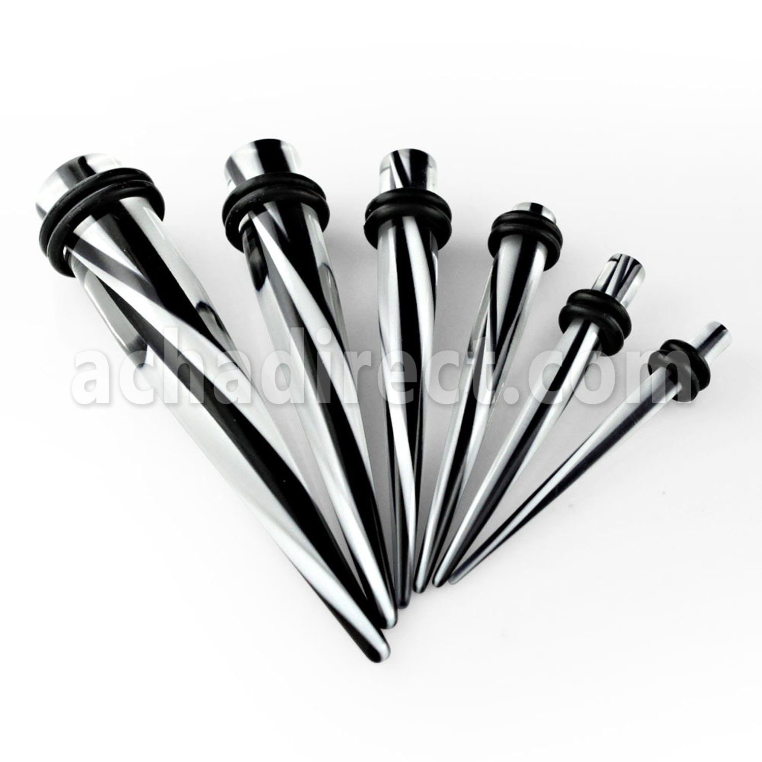 tpve expansor acrilico uv rayas negras blancas anillos goma dobles distribuidor mayorista