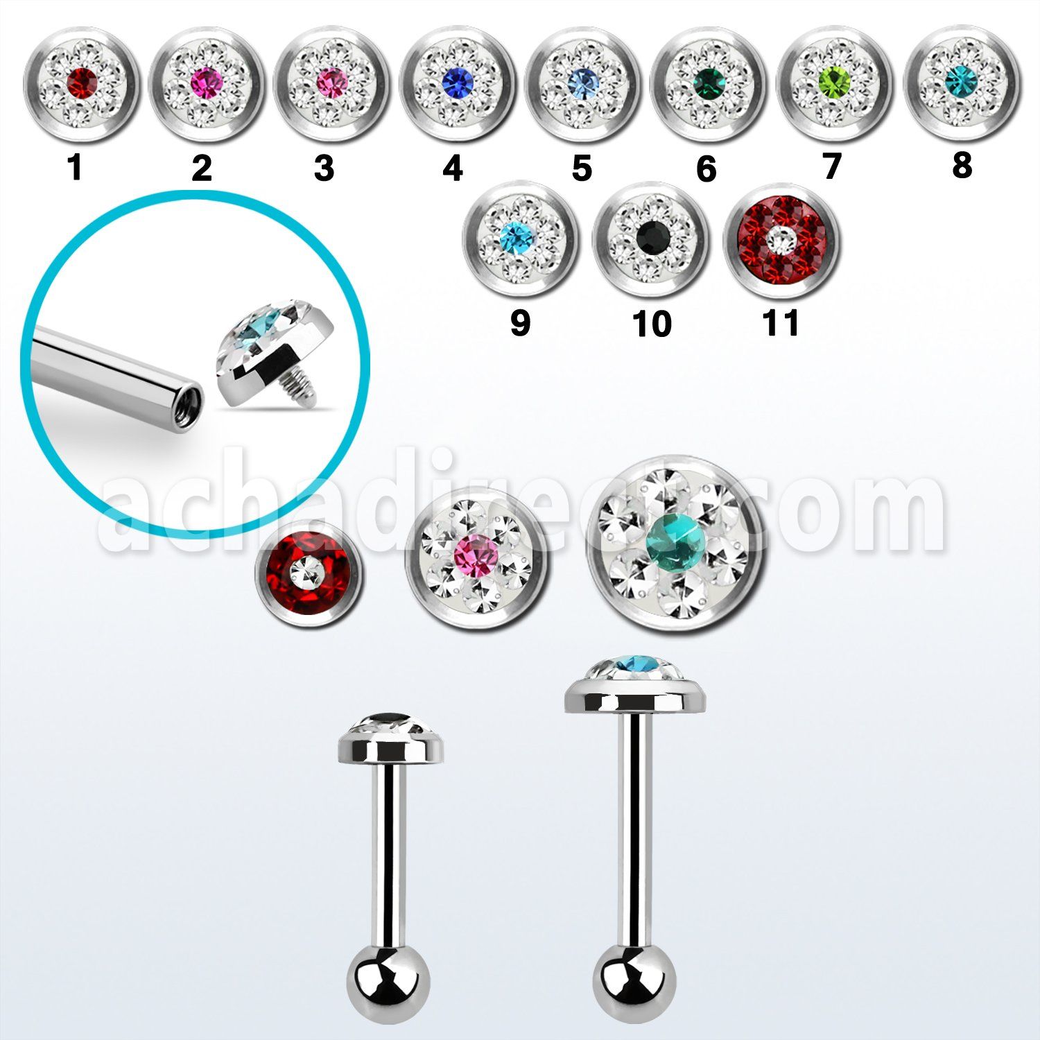trgfrb piercing barbell tragus acero quirurgico multi cristal ferido bola 3mm piercing tragus triple al por mayor