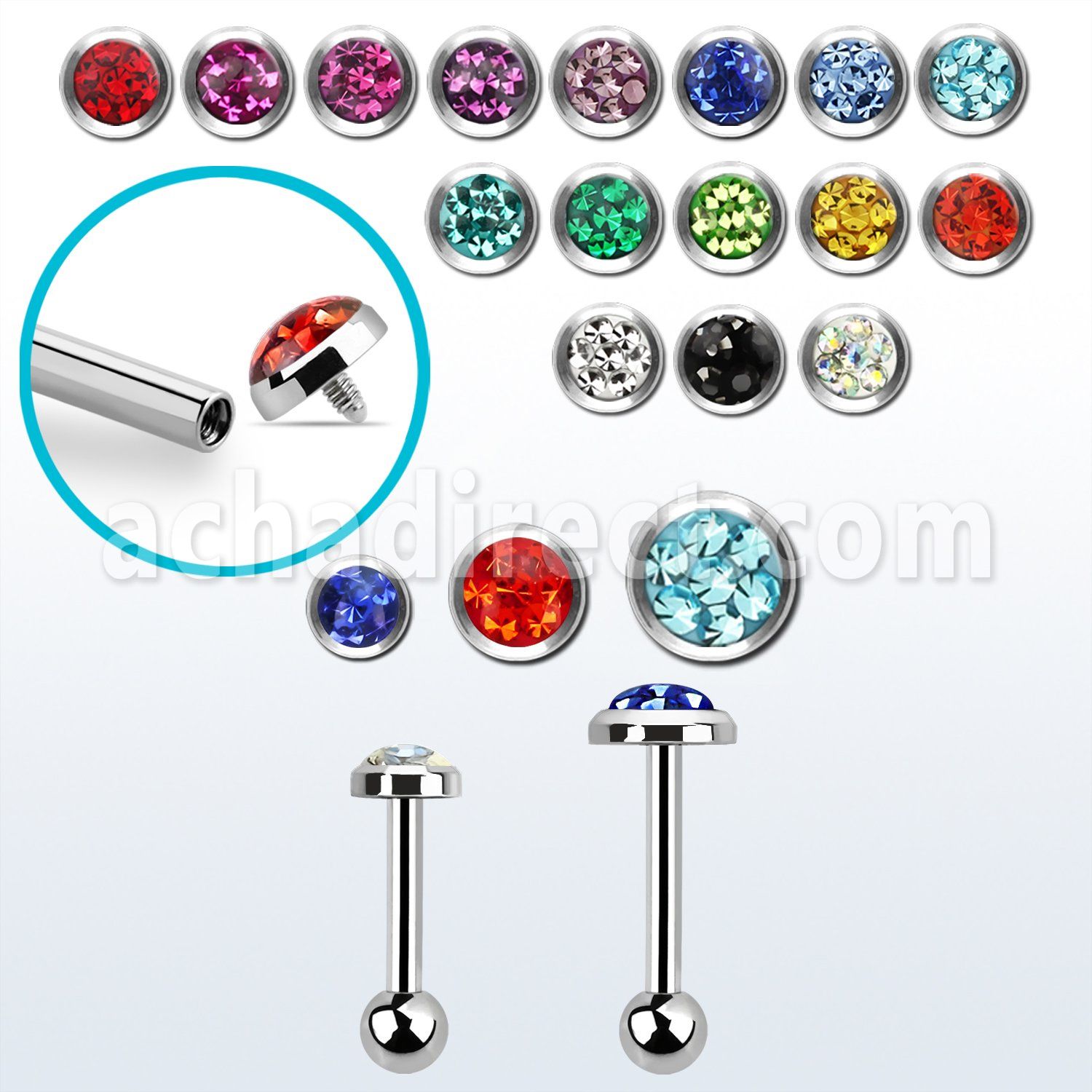 trgfrc piercing barbell tragus acero quirurgico multi cristal ferido bola 3mm piercing tragus triple venta