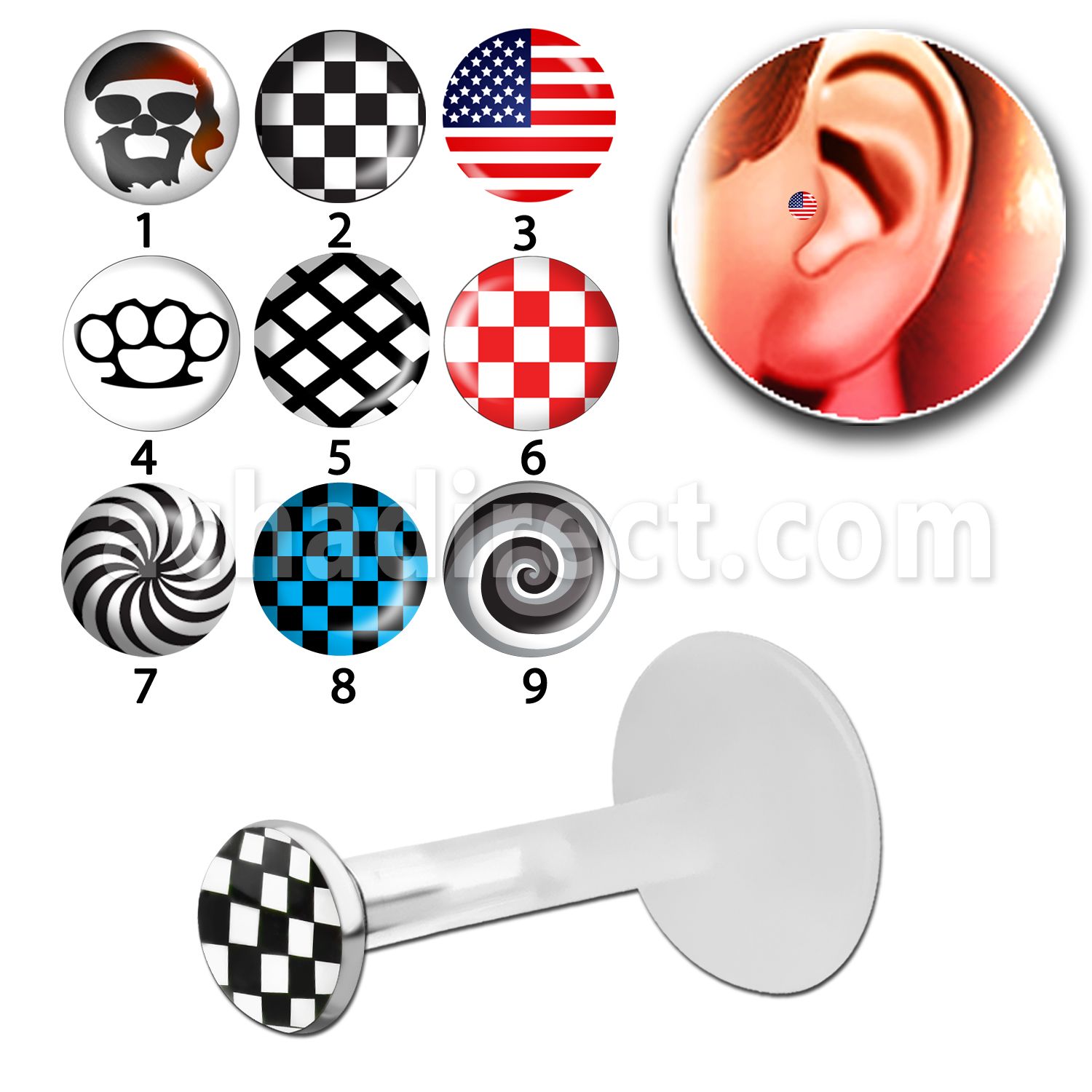trgl8 piercing tragus bio flexible plata esterlina presion 3mm logos basicos al por mayor
