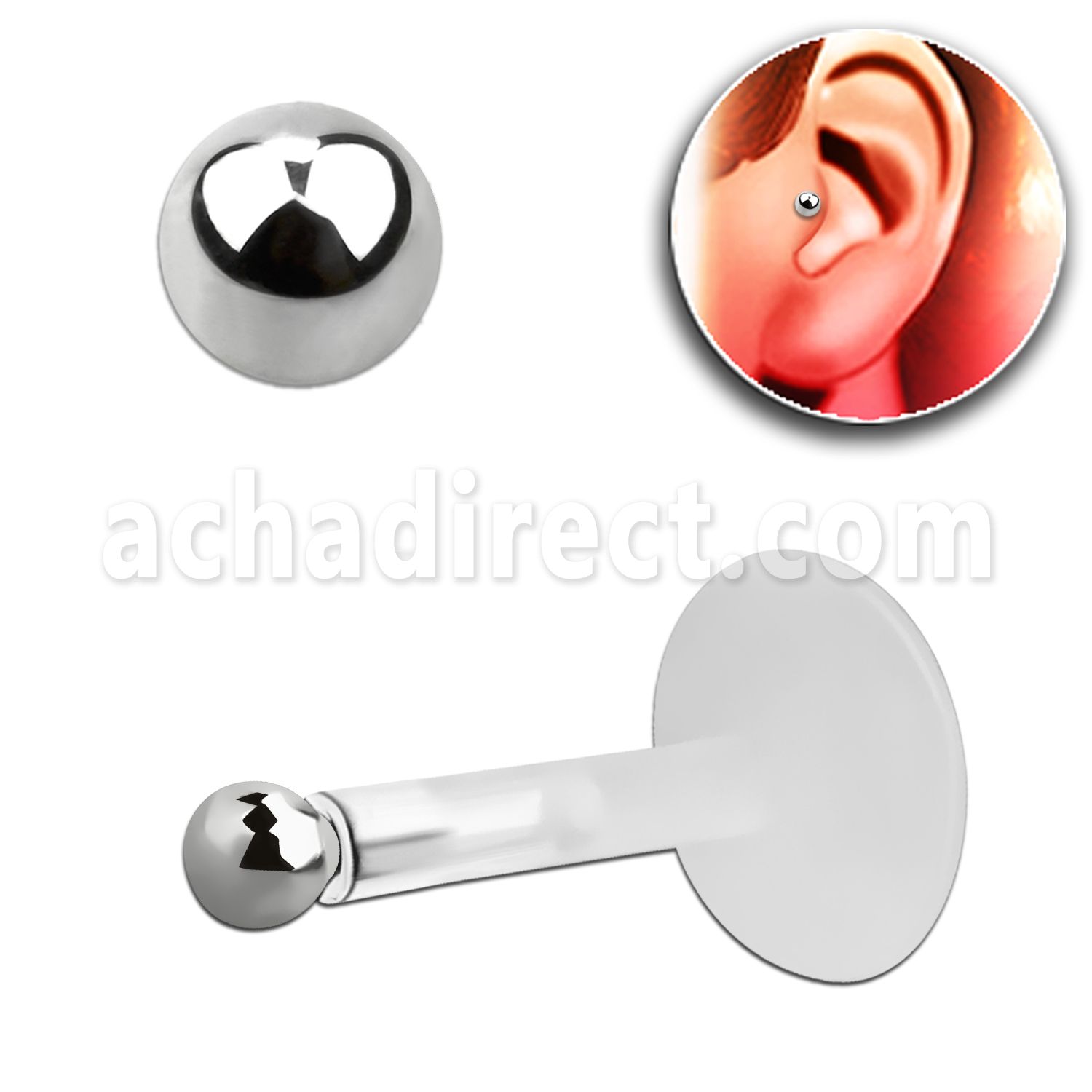 trgs12 piercing tragus bio flexible bola 2mm plata esterlina al por mayor