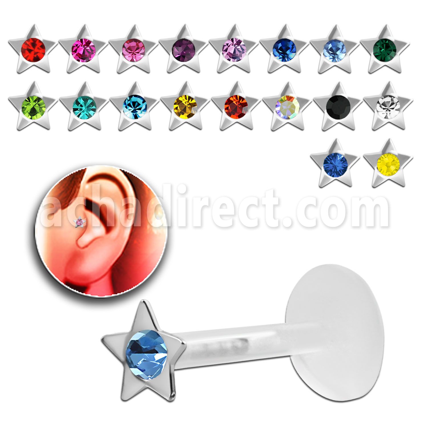 trgs8 piercing tragus bio flex plata esterlina estrella cristal distribuidor mayorista