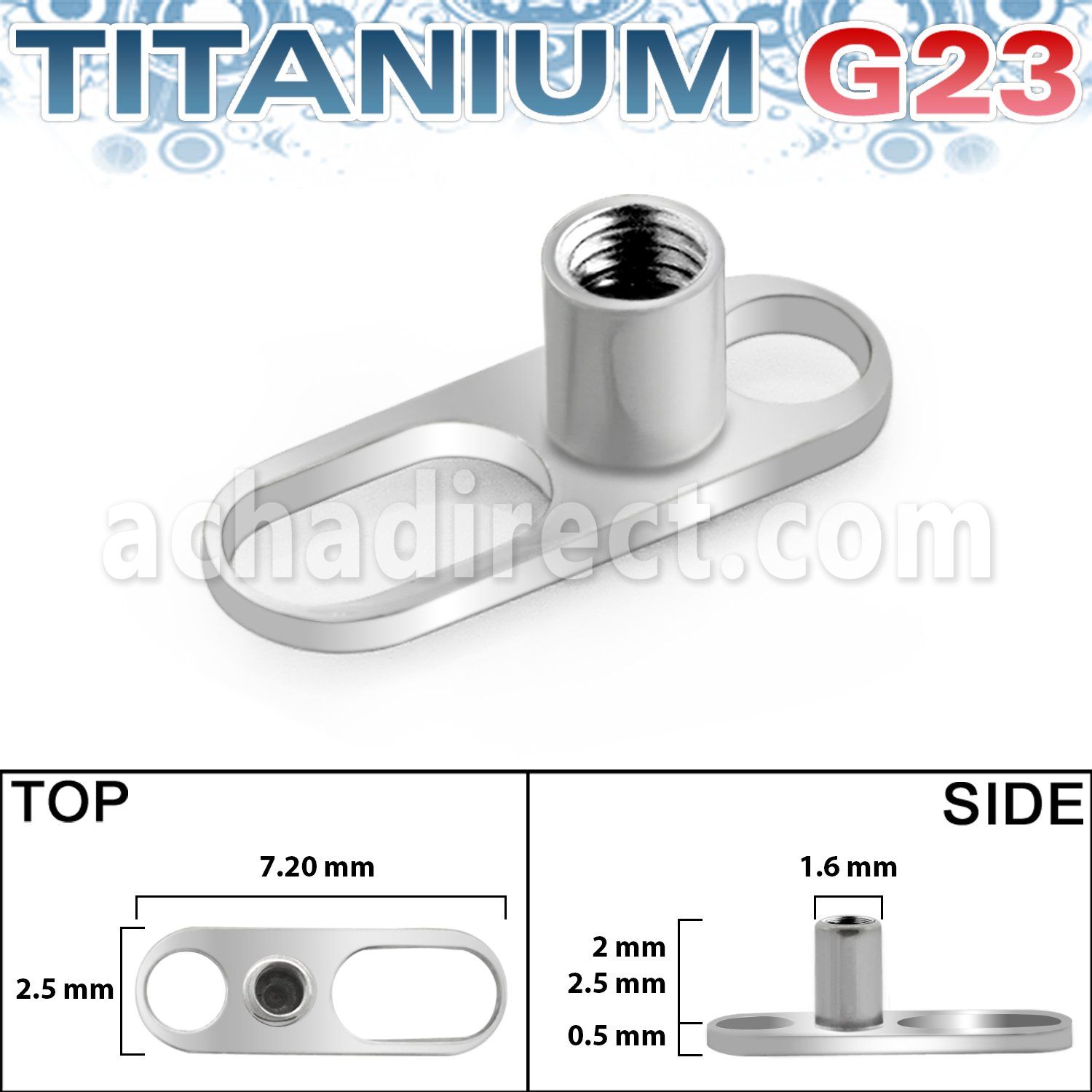 tsa3 base solida titanio g23 piercing superficial microdermal agujero largo agujero circular base conector rosca interna distribuidor mayorista