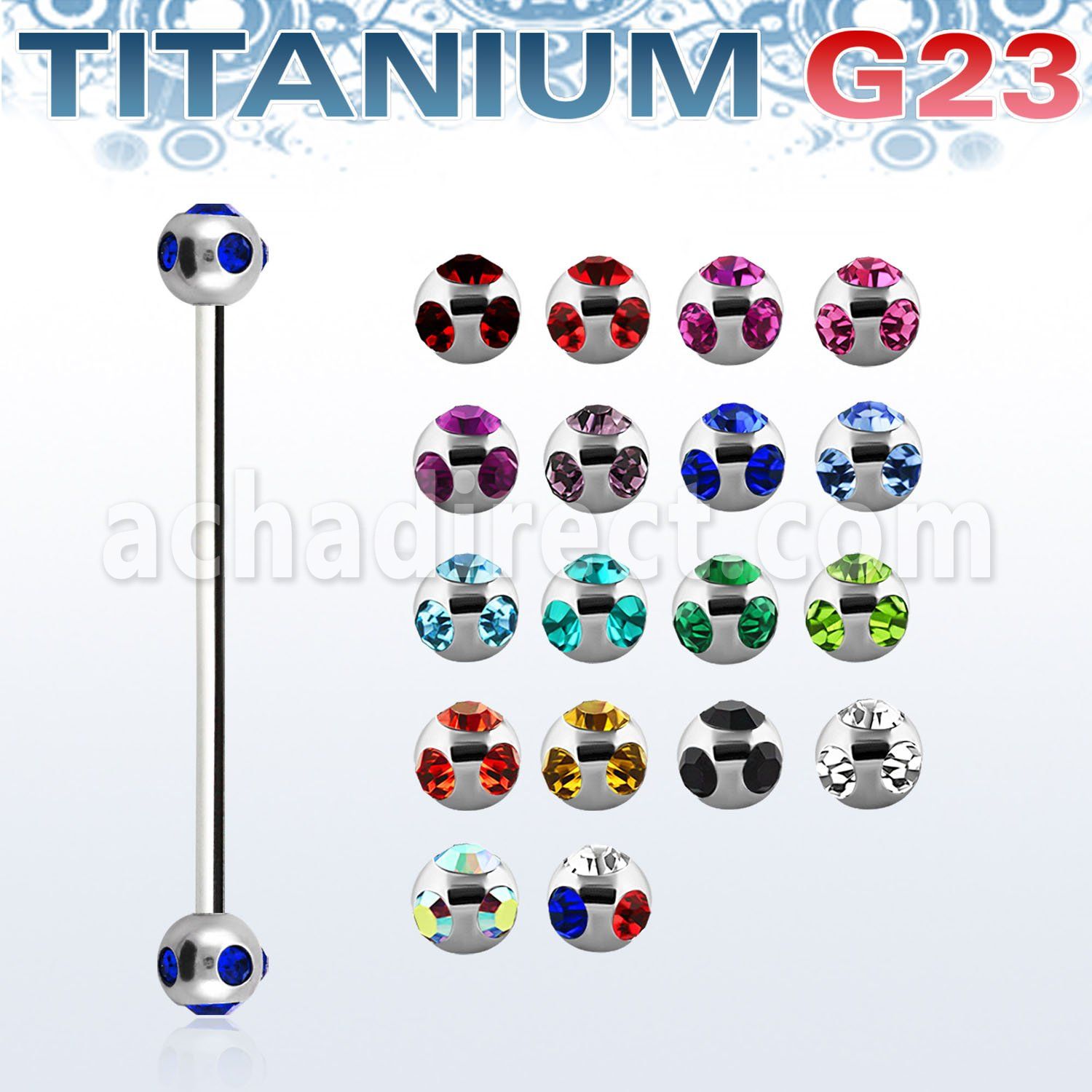 ubb5c barbell industrial titanio g23 bolas multi joya 5mm mayorista
