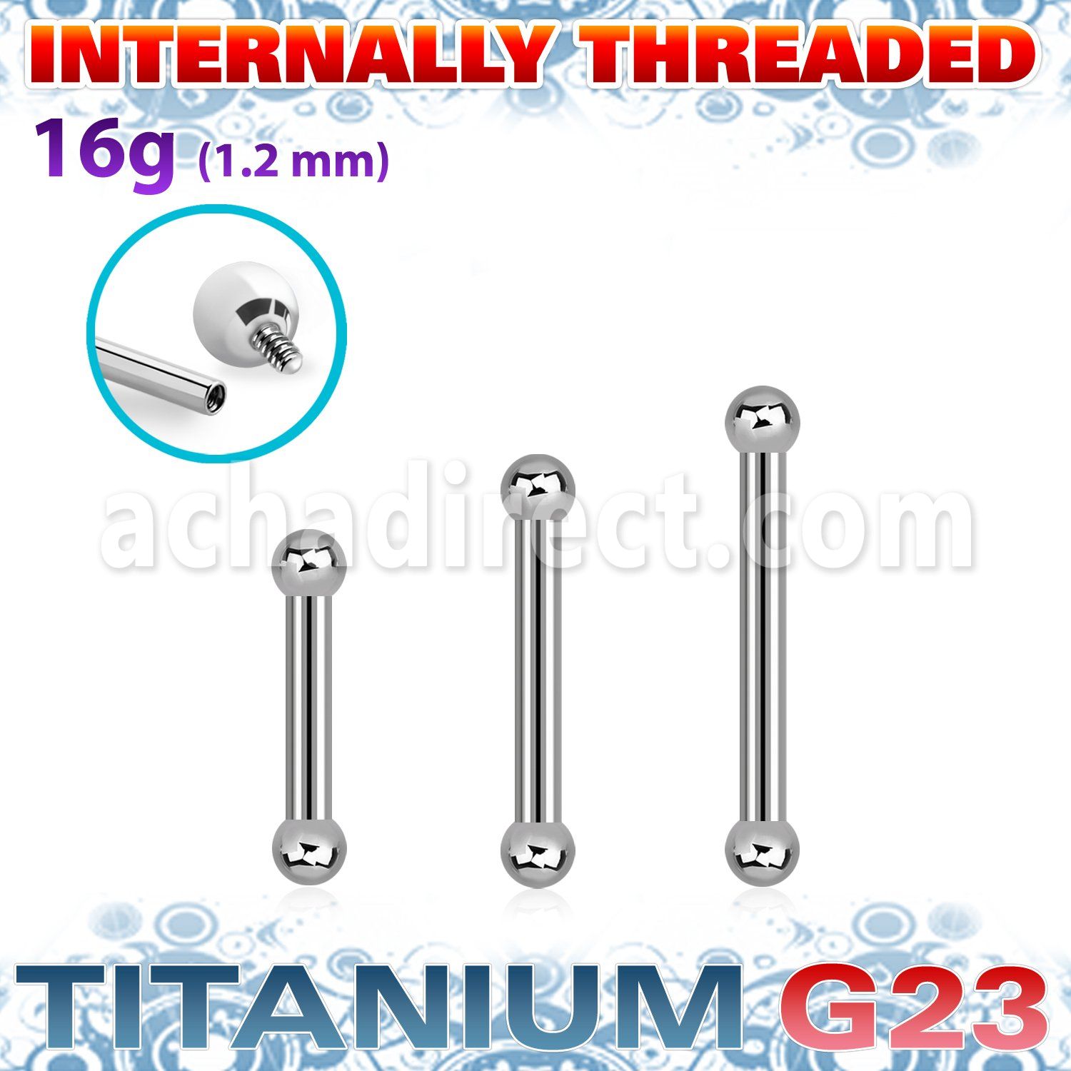 ubbeb2i titanium g23 internal barbell 2mm balls