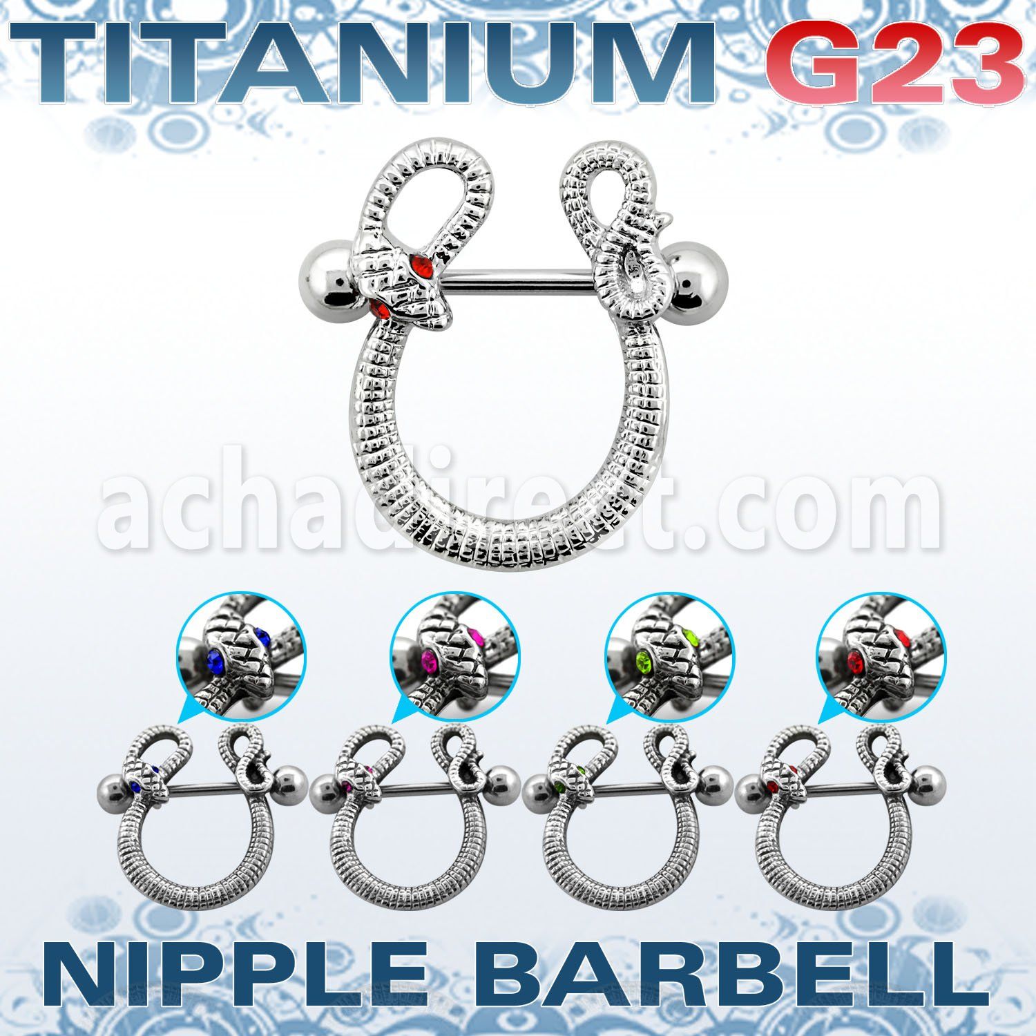 ubbnpd8 barbell pezon titanio g23 bolas 5mm serpiente ojos cristal 16mm al por mayor