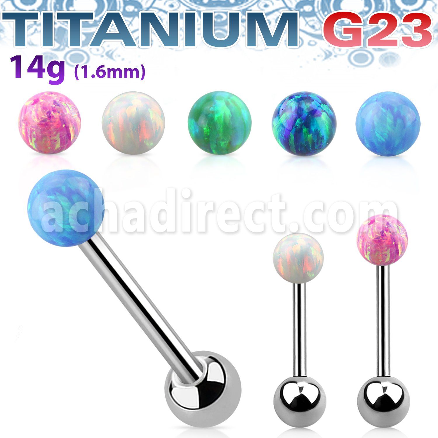 ubbop6 barbell lengua titanio g23 bola opalo sintetica 6mm bola acero lisa 6mm al por mayor