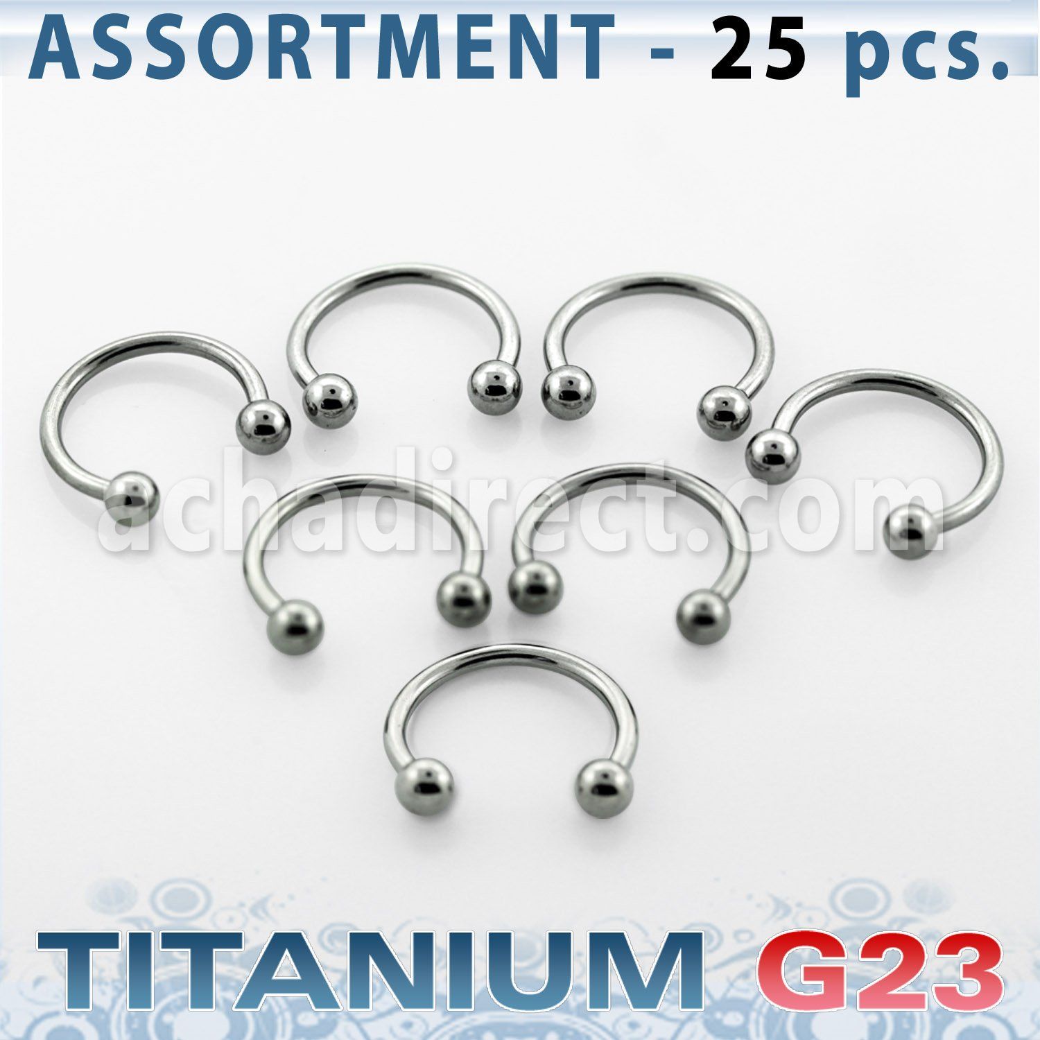 ublk22 surtido piercings 25 barbells circulares titanio g23 bolas 3mm venta