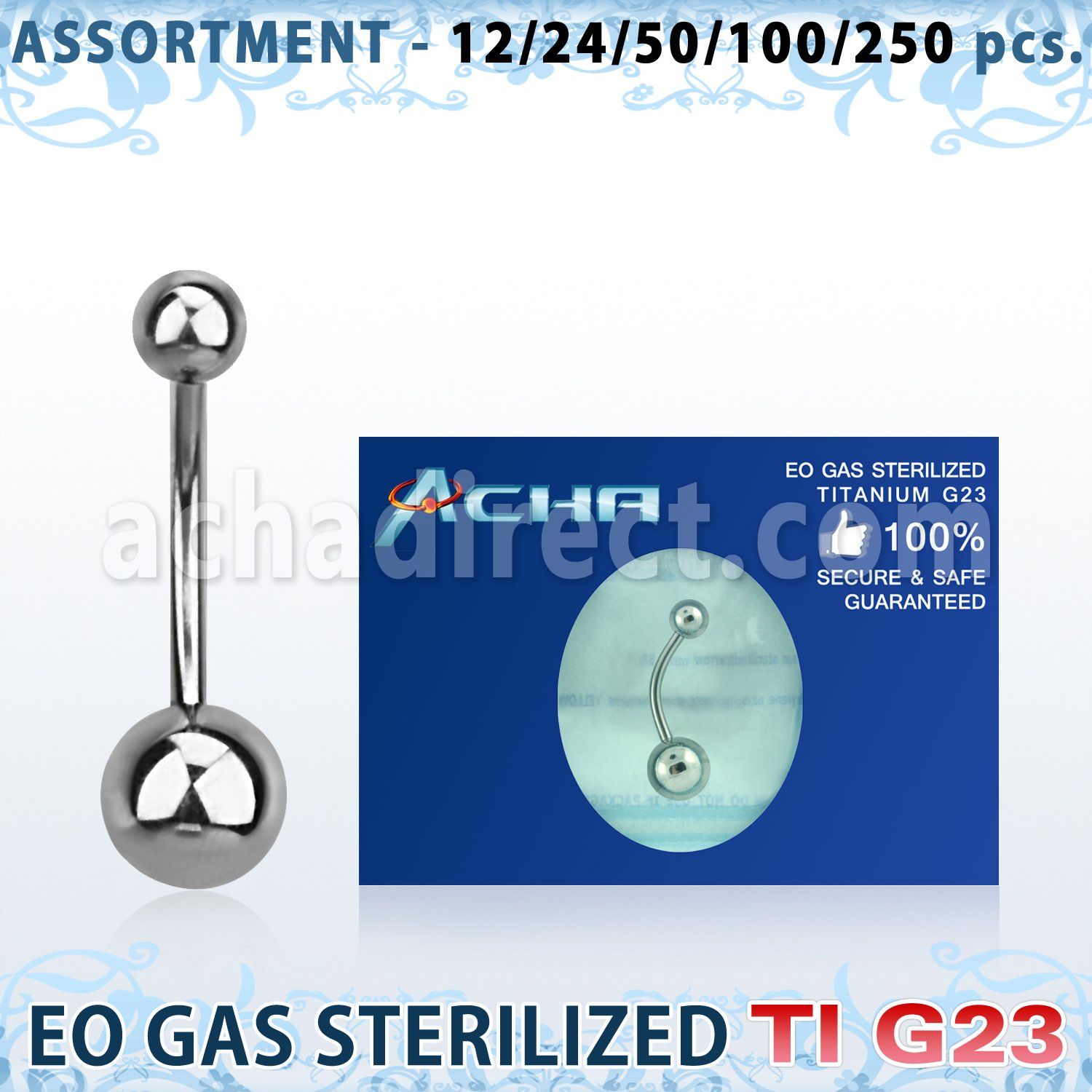 ublk472 surtido piercigs surtido 250 50 piercings esterilizados piercing ombligo titanio g23 bolas titanio liso venta