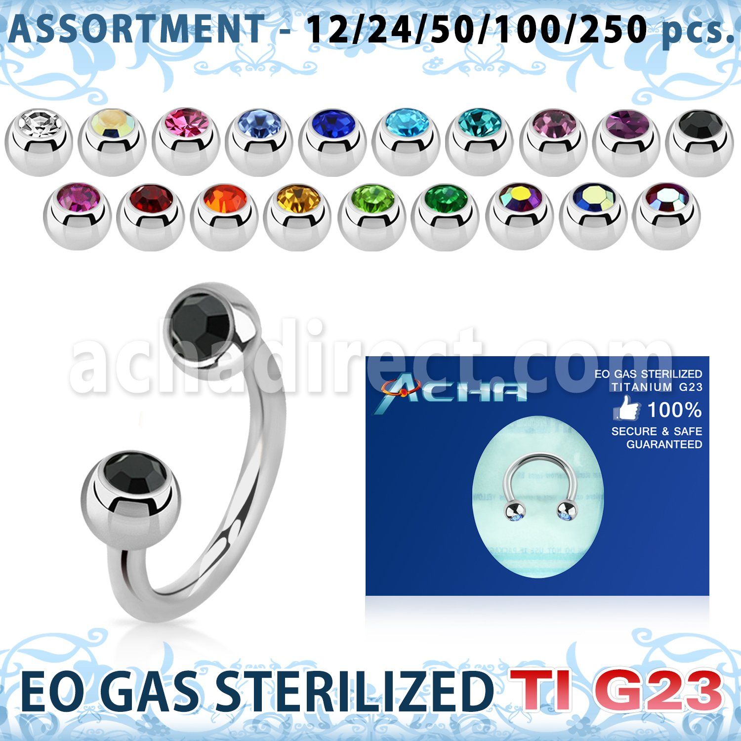 ublk487 eo gas sterilized piercing: titanium g23 circular barbell 3mm