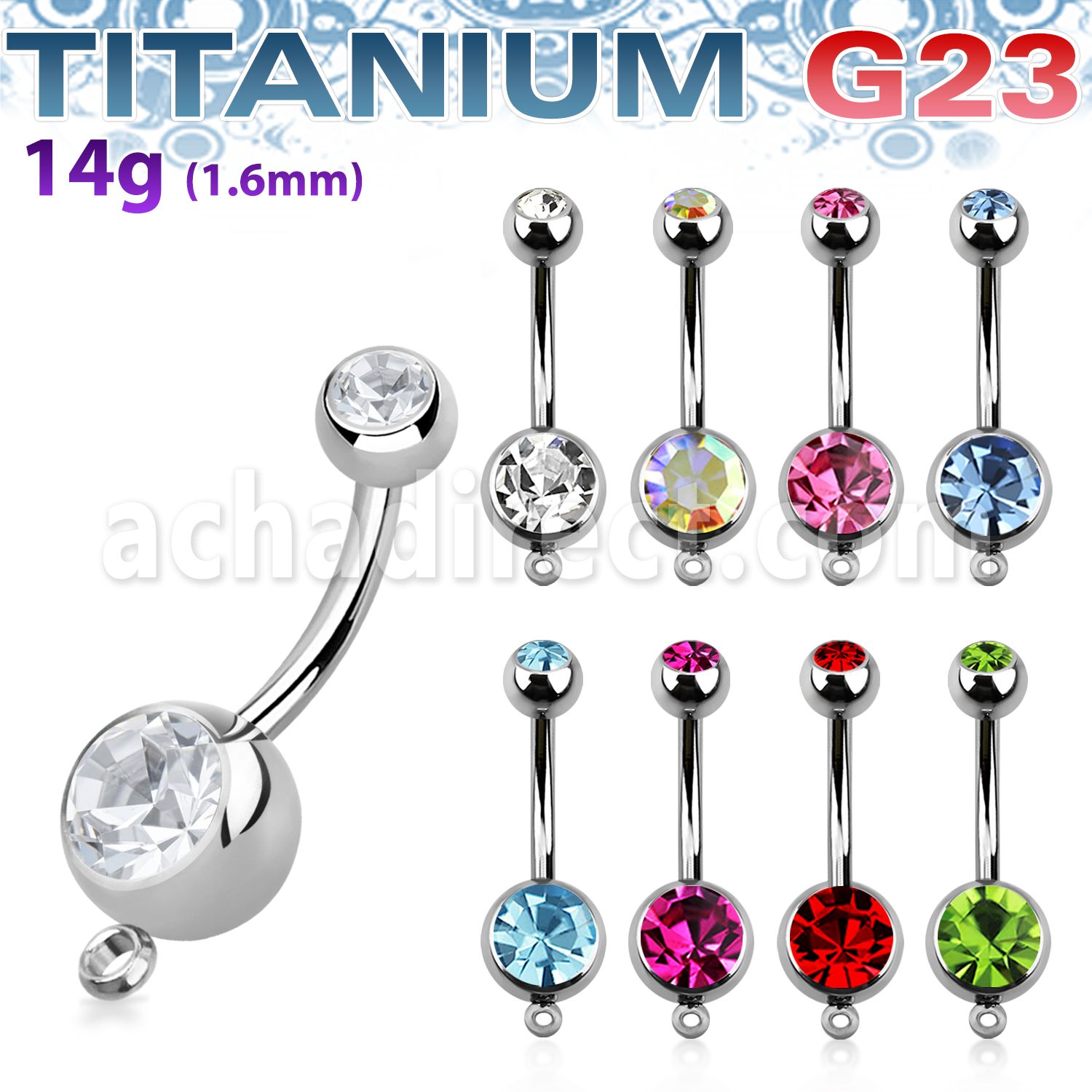 ubn2cgh piercing ombligo titanio g23 bolas 8mm 5mm joya bisel gancho conectar partes s distribuidor