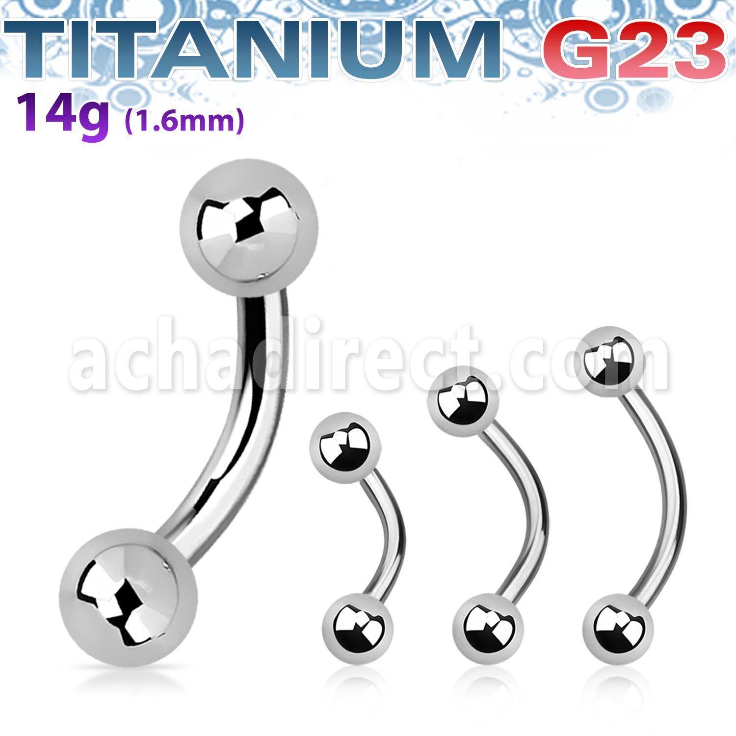 ubnb4 titanium g23 banana 14g two 4mm balls