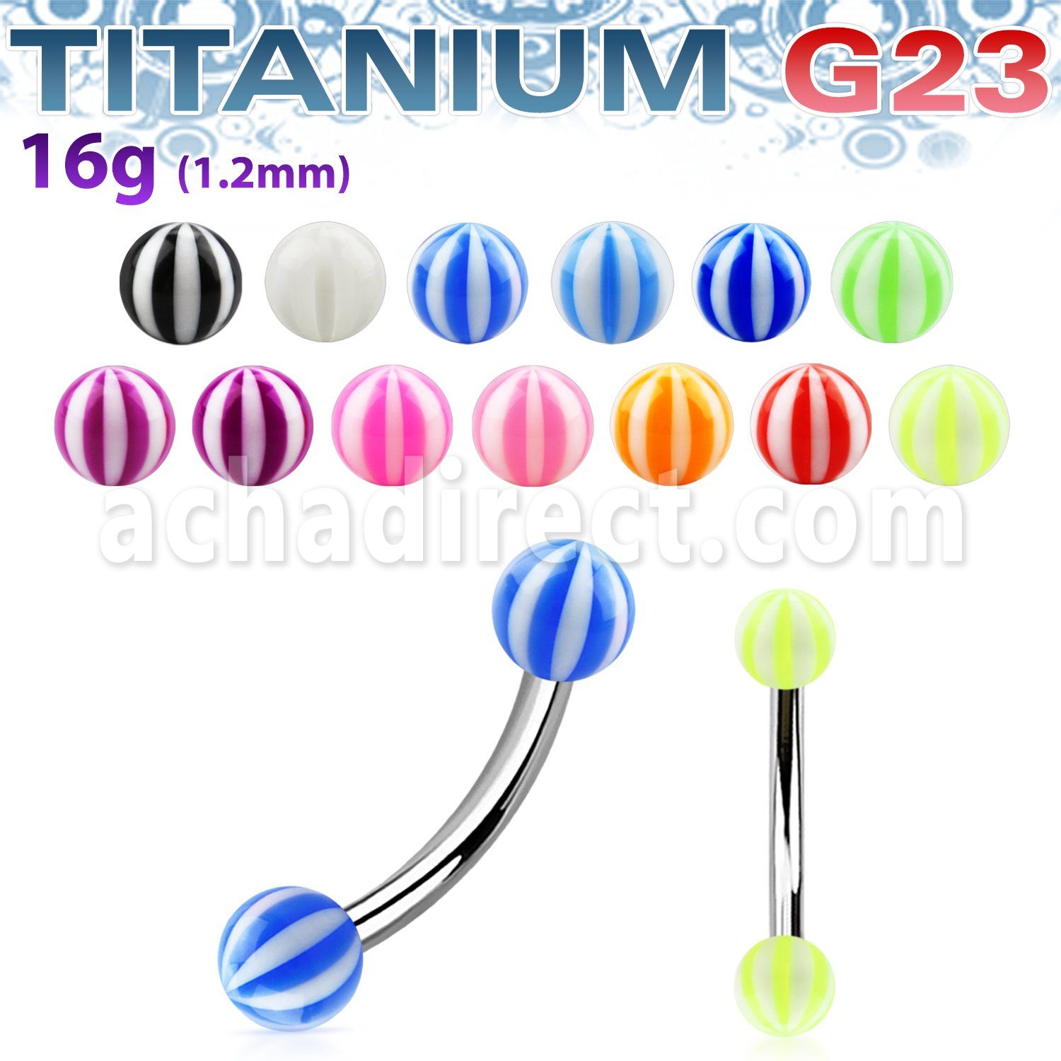 ubnebe banana ceja titanio g23 bolas acrilico uv pelota playa 3mm distribuidor