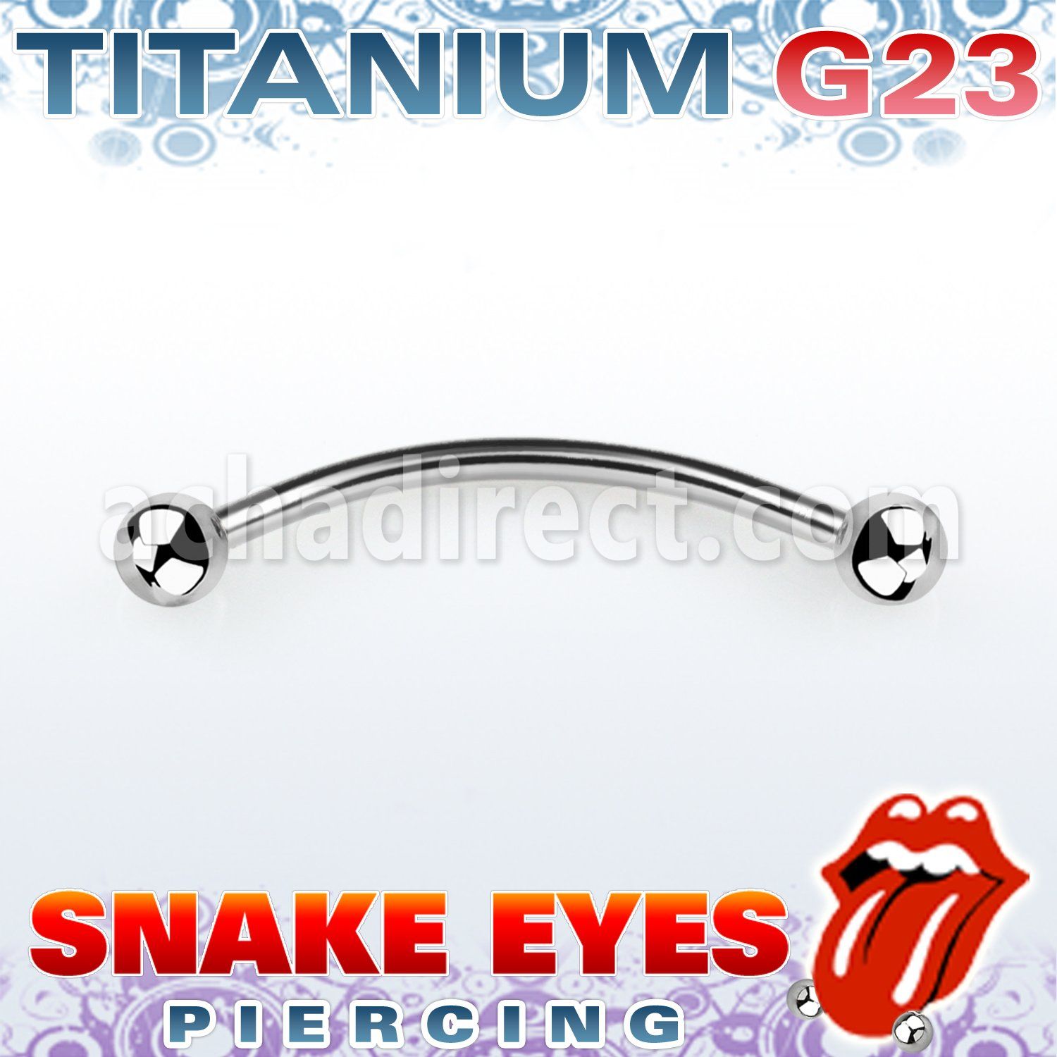 ubnebl titanium g23 snake eye piercing banana 3mm balls