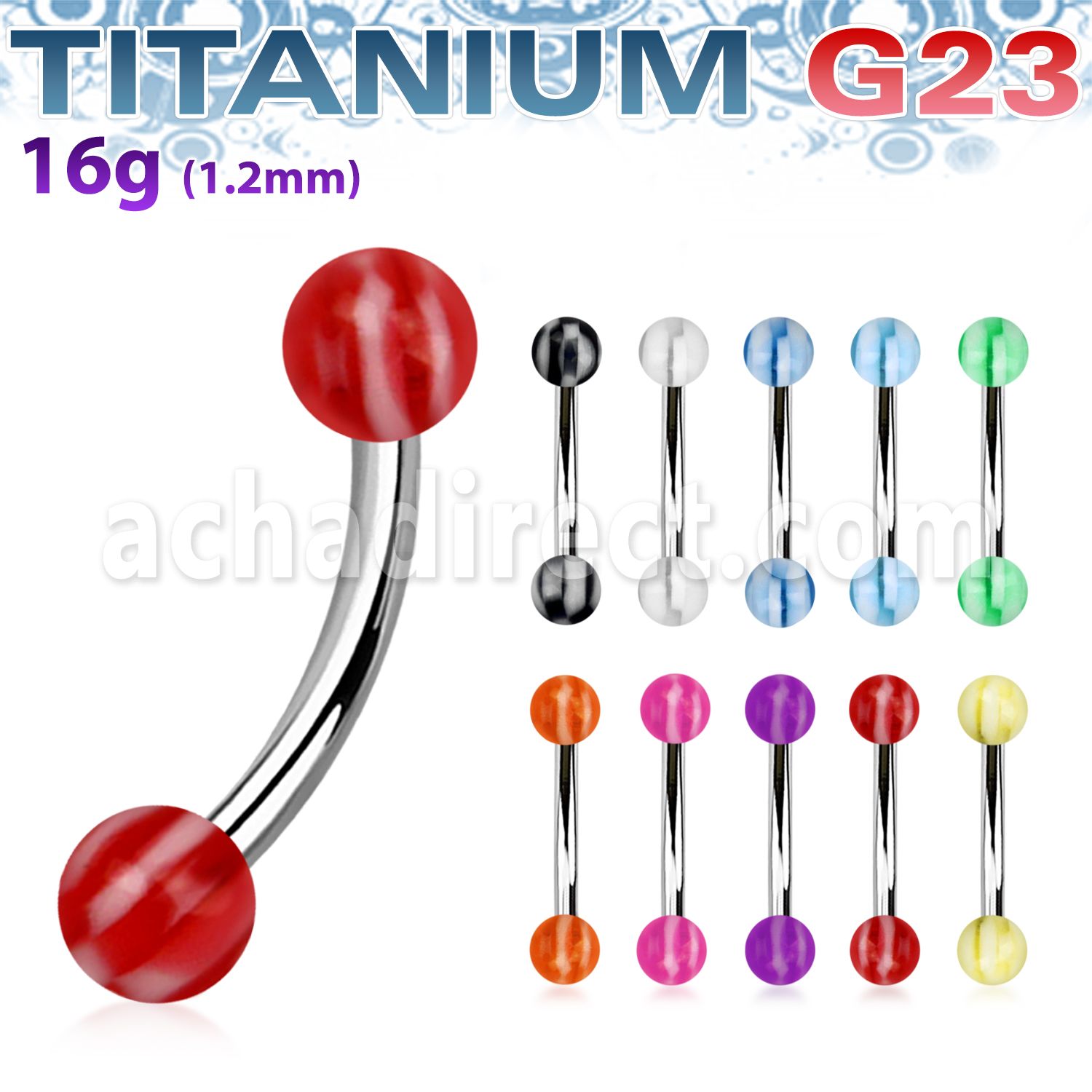 ubneck banana ceja titanio g23 bolas acrilicas cuadros 3mm distribuidor