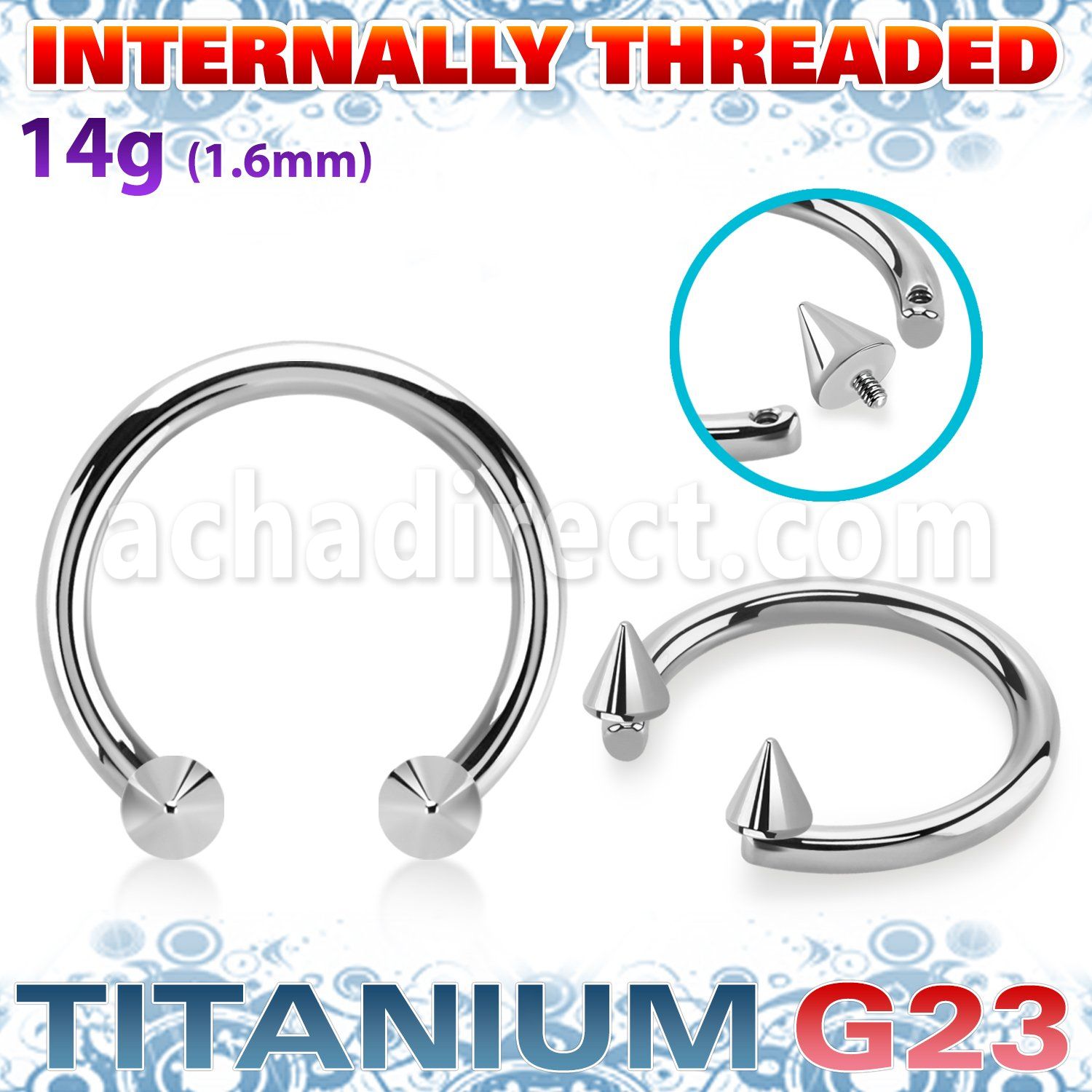 ucbcnih3 titanium g23 circular barbell 3mm cones internal