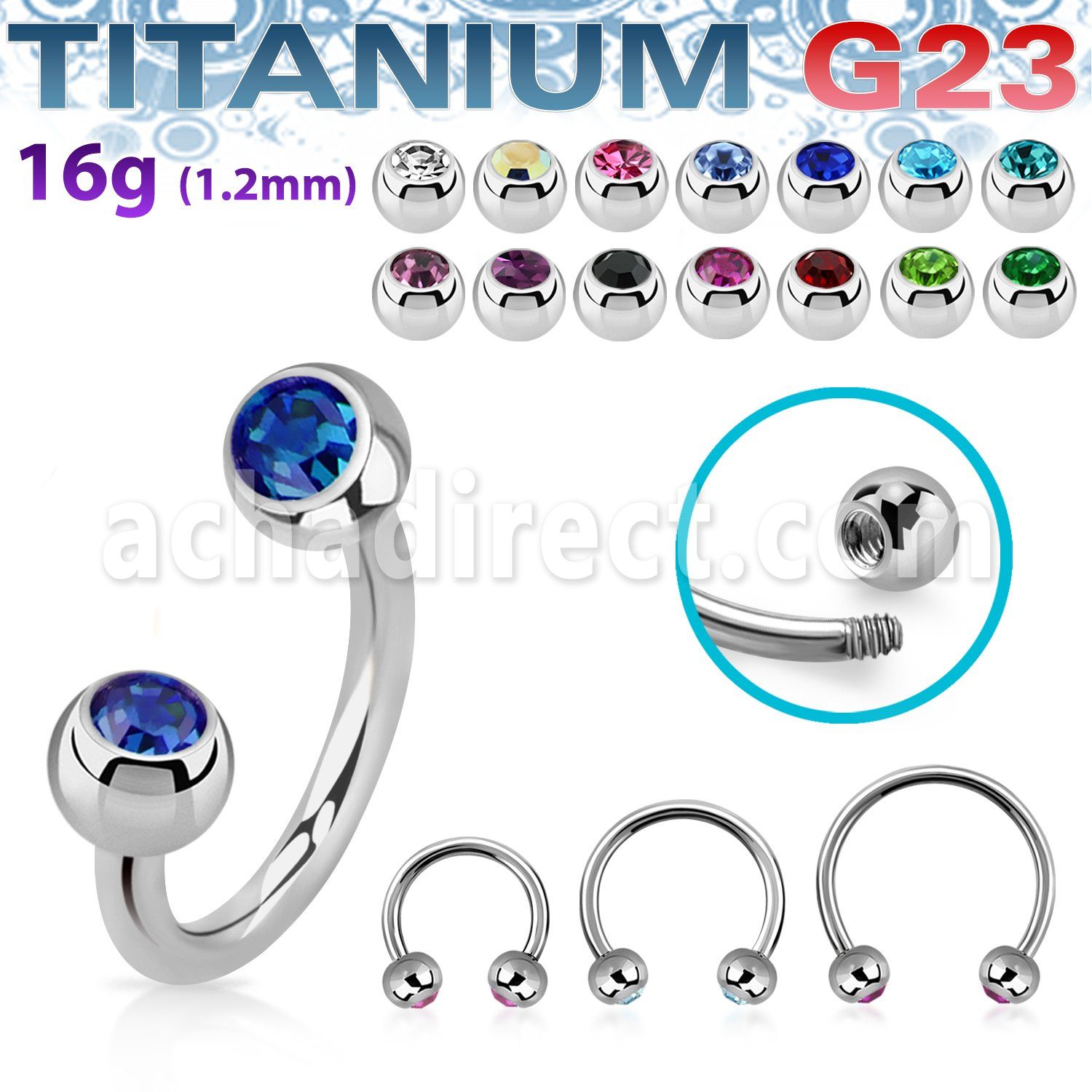 ucbejb4 titanium g23 circular barbell 4mm jewel balls