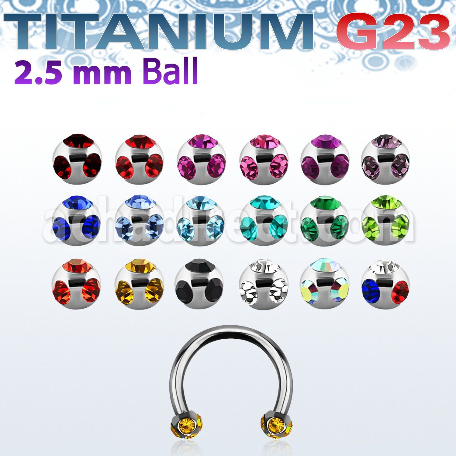 ucbemj25 barbell circular titanio g23 bolas multi joya 2 5mm mayorista
