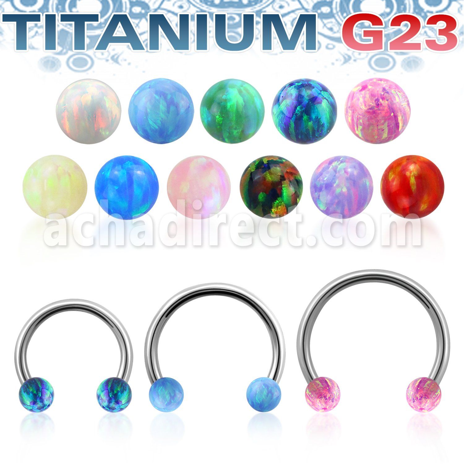 ucbeop3 titanium circular barbell 3mm synthetic opal balls