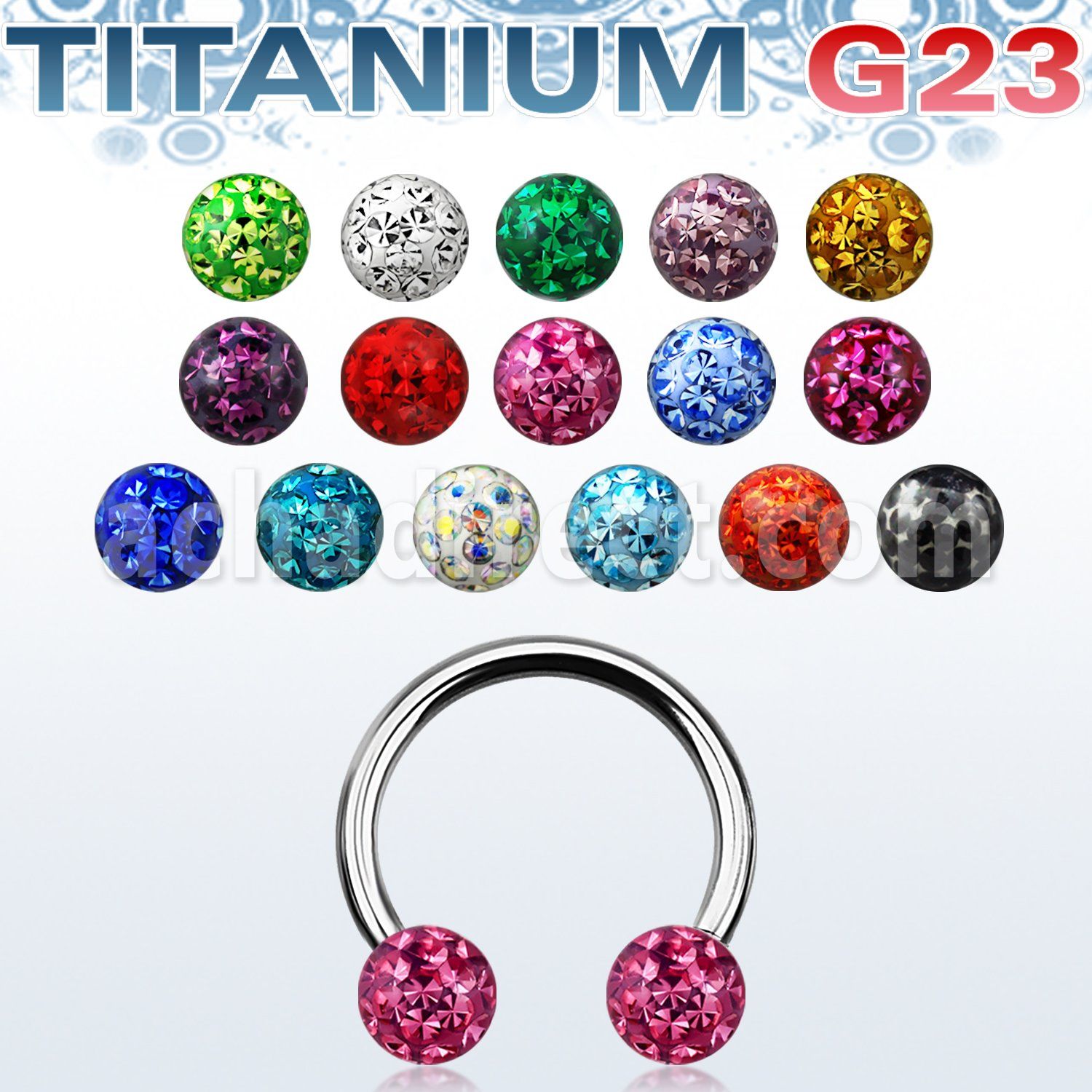 ucbfr5 barbell circular titanio g23 bolas multi cristal ferido 5mm distribuidor