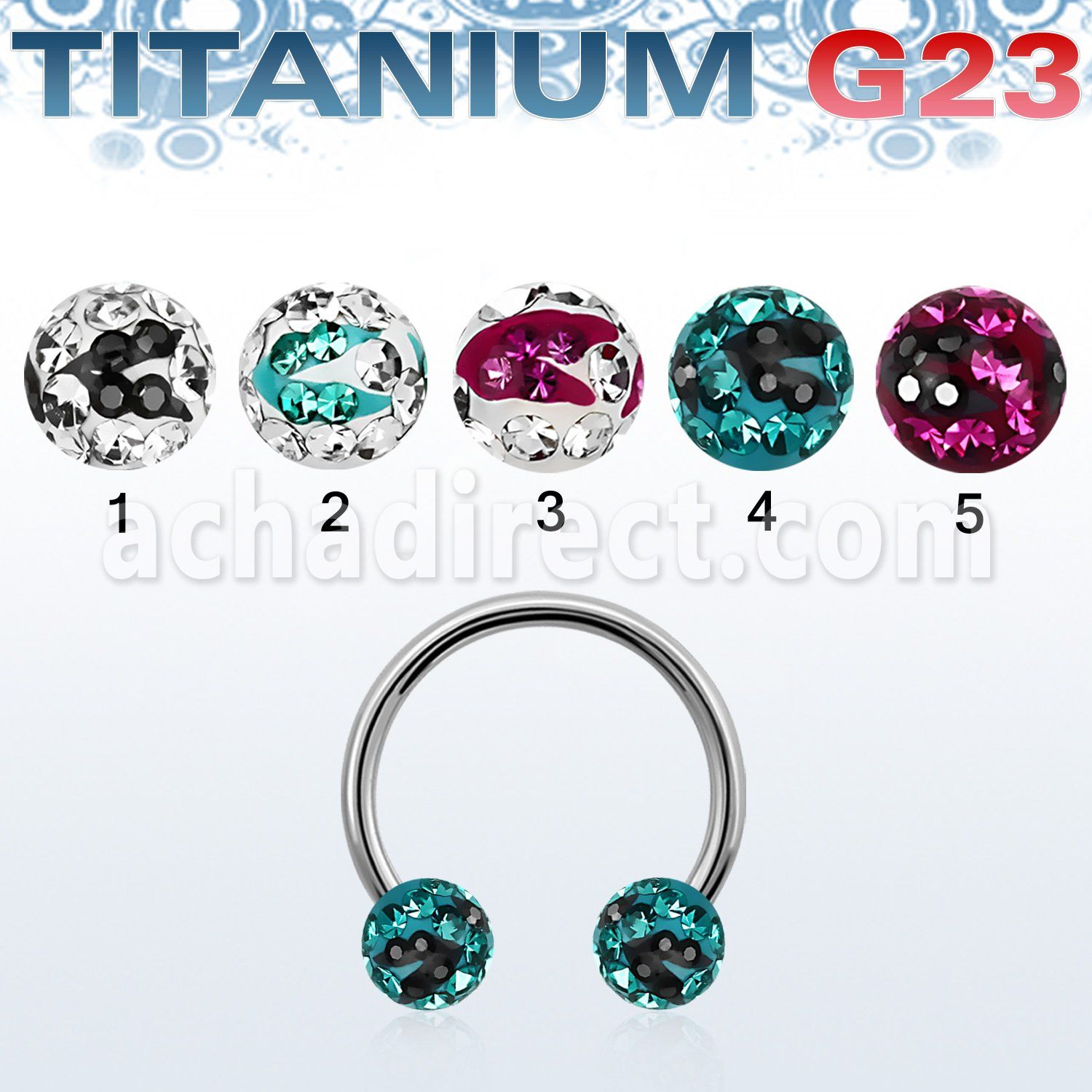 ucbfr6c barbell circular titanio g23 bolas multi cristal ferido 6mm rayas cebra al por mayor