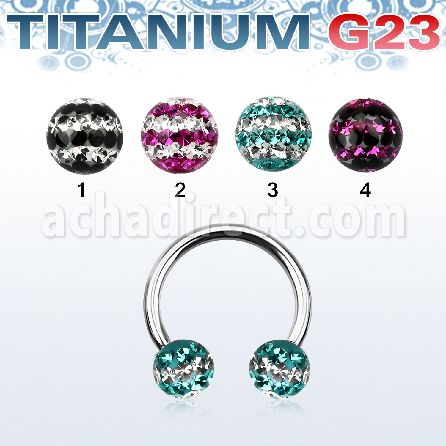 ucbfr6d barbell circular titanio g23 bolas multi cristal 6mm triple linea al por mayor