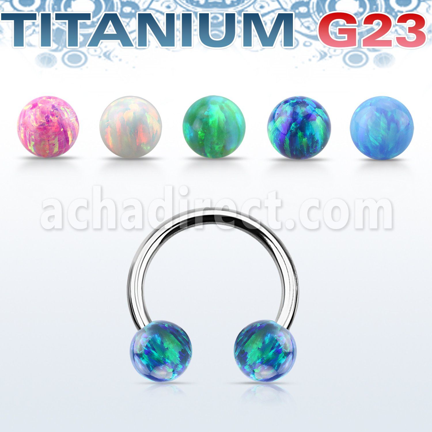 ucbop6 barbell circular titanio g23 bolas opalo 6mm distribuidor