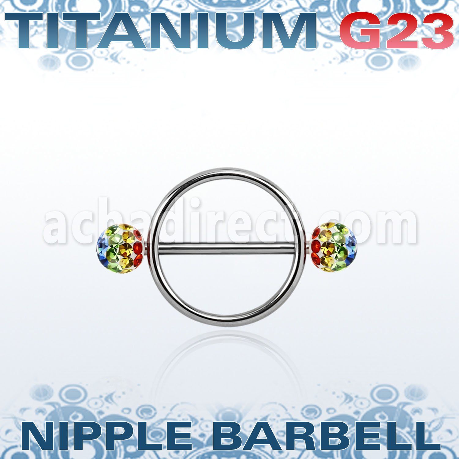 ugfnpe5 pezonera redonda acero 316l barbell titanio g23 bolas multi cristal ferido 5mm bandera gay al por mayor