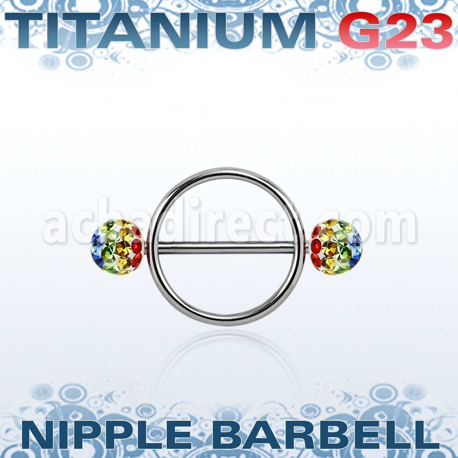 ugfnpe6 pezonera redonda acero 316l barbell titanio g23 bolas multi cristal ferido 6mm bandera gay distribuidor