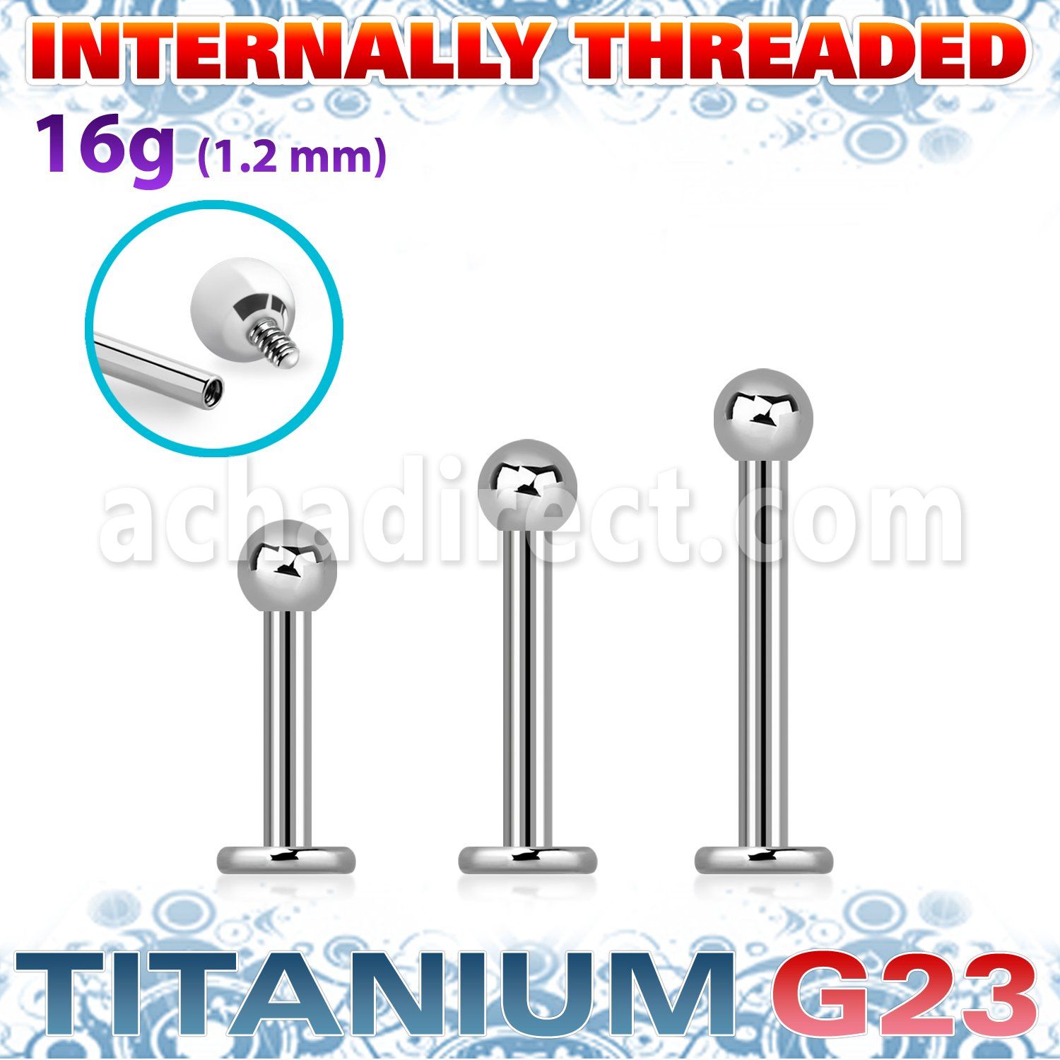 ulbb25i titanium g23 internal labret ball