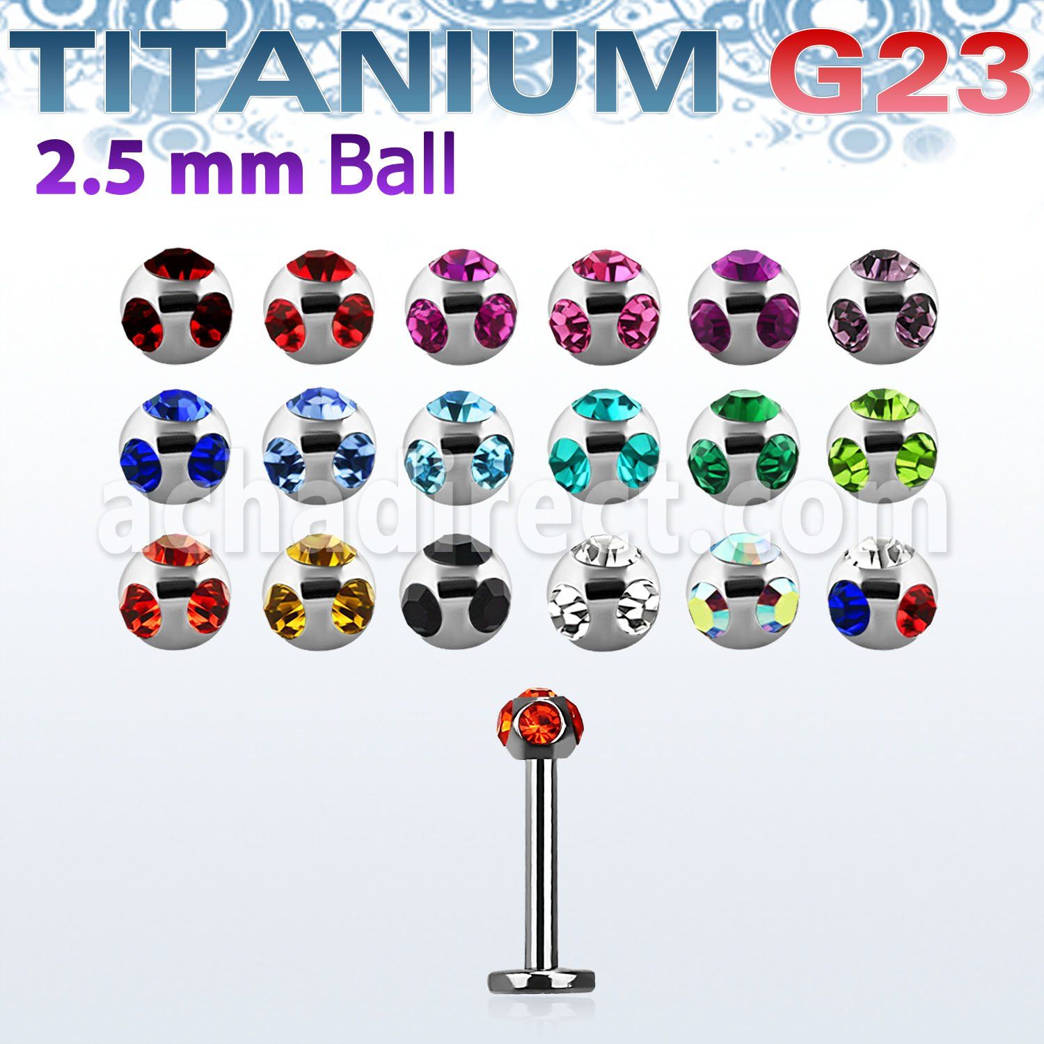 ulbca25 labret titanio g23 bolas multi joya 2 5mm distribuidor
