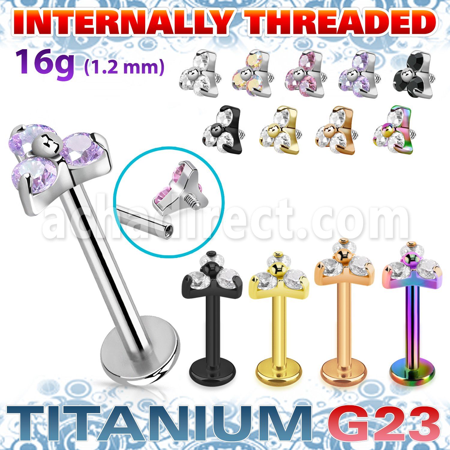 ulbin13 titanium g23 internally threaded labret 3 cz