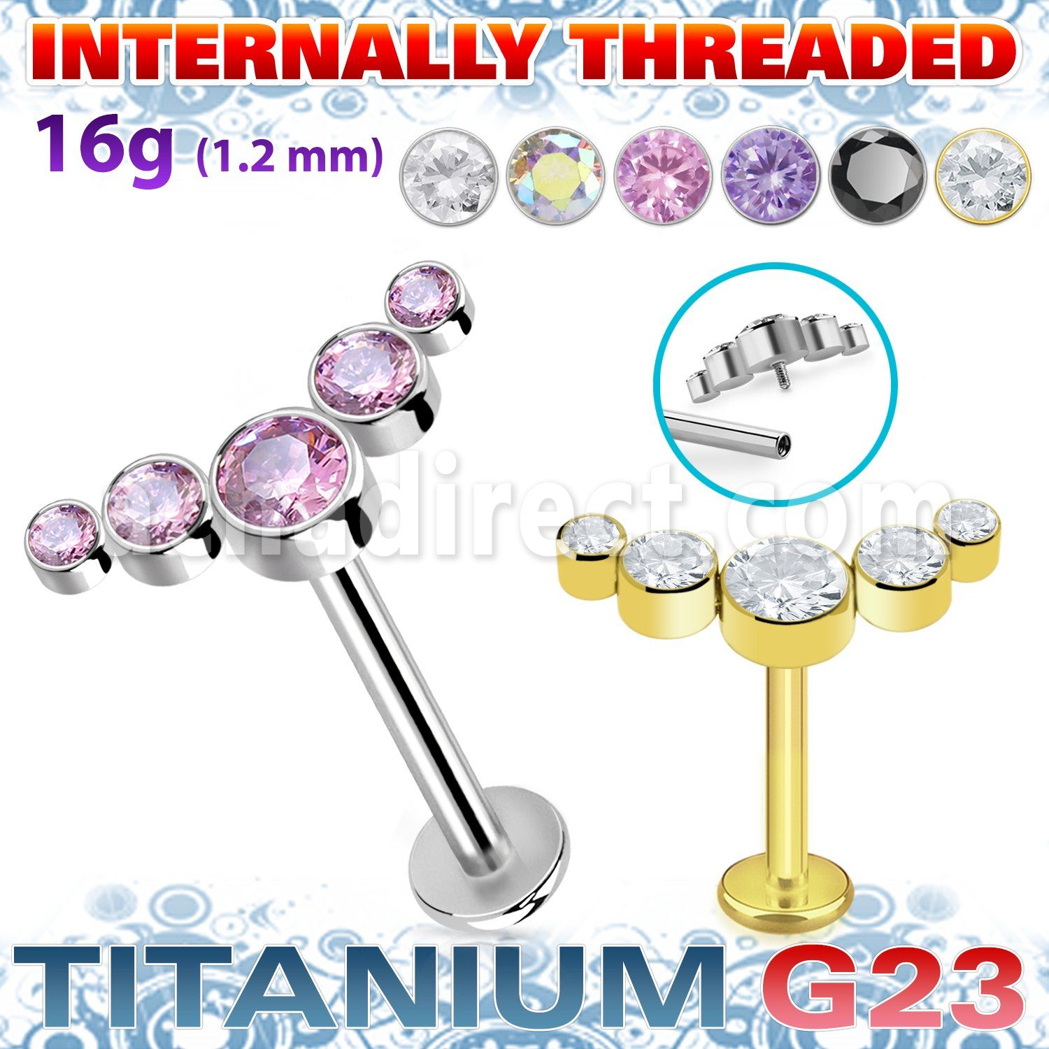 ulbin8 titanium g23 internally threaded labret 5 cz