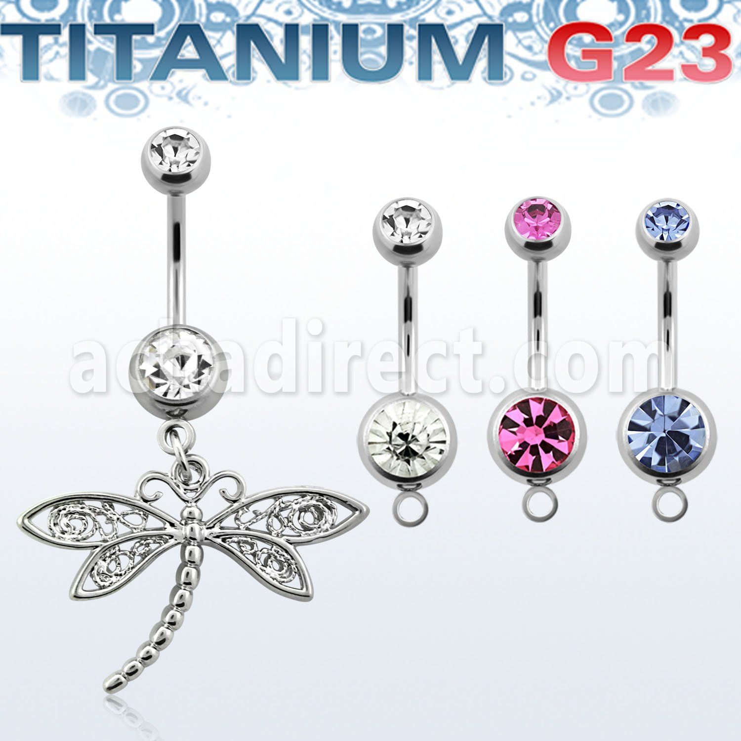 umcd566 piercing ombligo titanio g23 libelula 10mm al por mayor