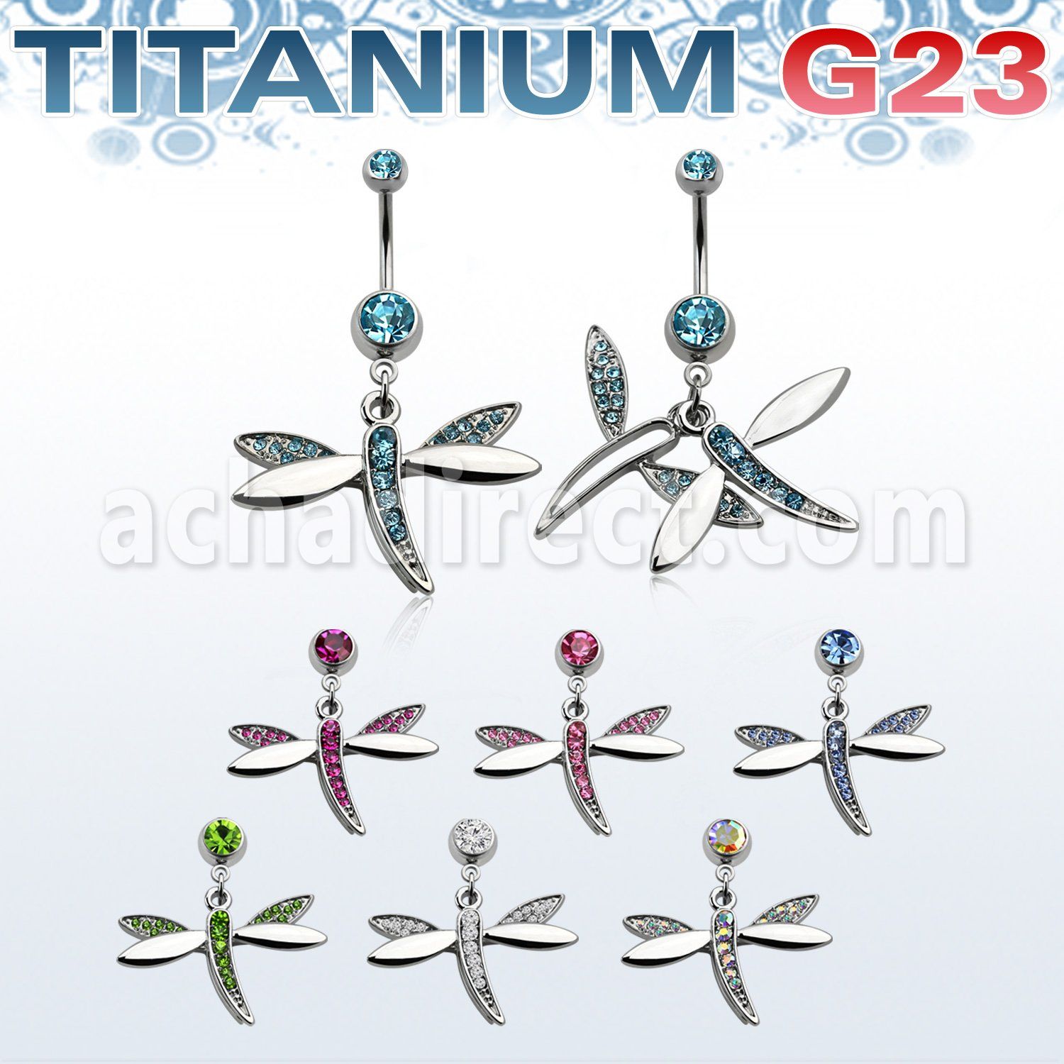 umcddgc piercing ombligo titanio g23 bolas joya bisel 5mm 8mm libelula cristal 10mm distribuidor