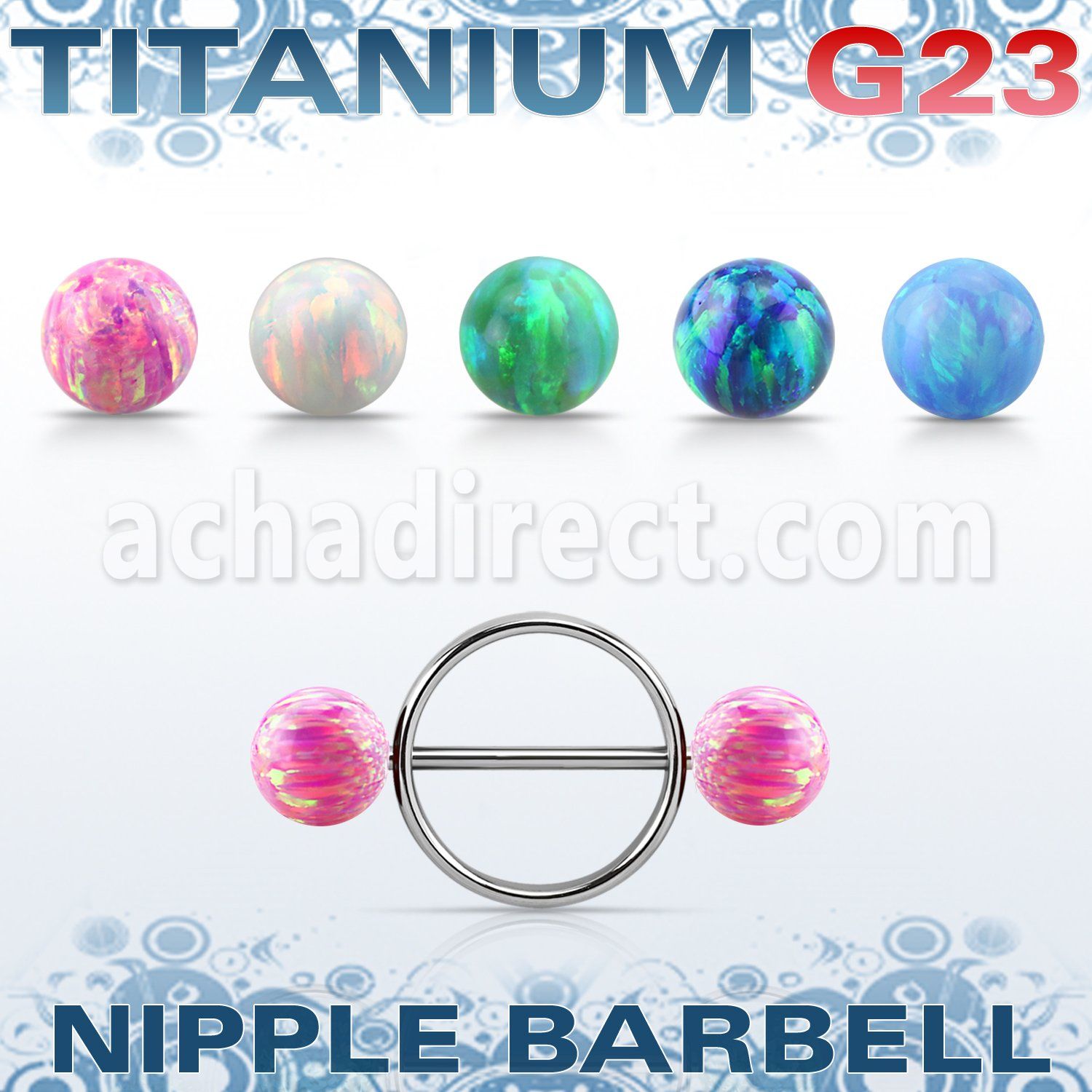 uonpe8 pezonera pezon redonda acero quirurgico barbell titanio g23 bolas opalo sinteticas 8mm distribuidor